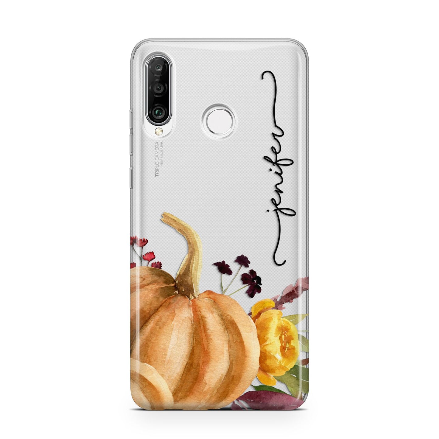 Watercolour Pumpkins with Black Vertical Text Huawei P30 Lite Phone Case