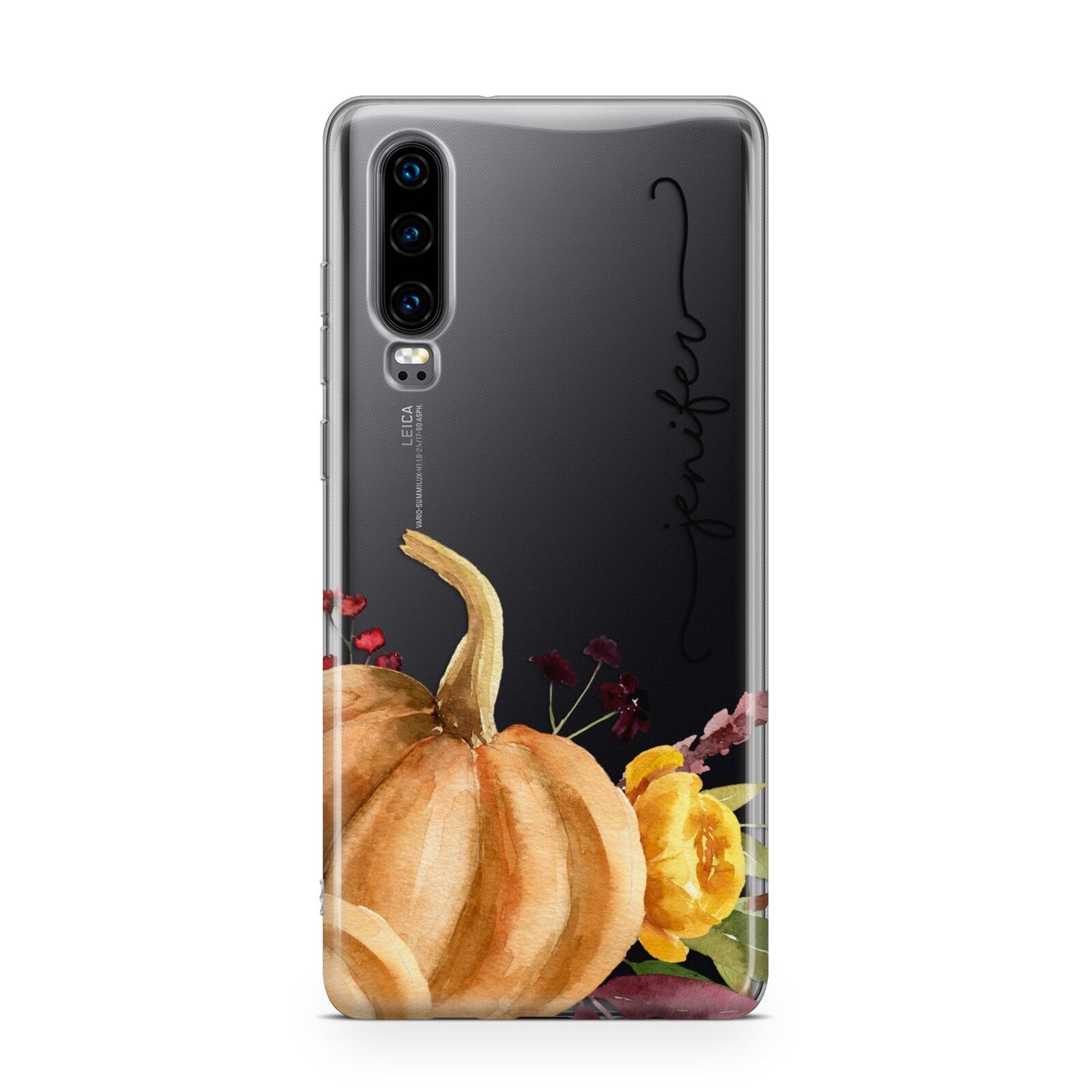 Watercolour Pumpkins with Black Vertical Text Huawei P30 Phone Case