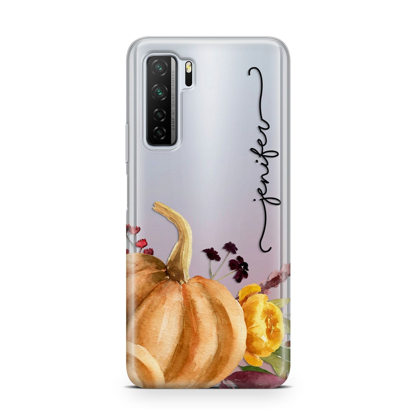 Watercolour Pumpkins with Black Vertical Text Huawei P40 Lite 5G Phone Case