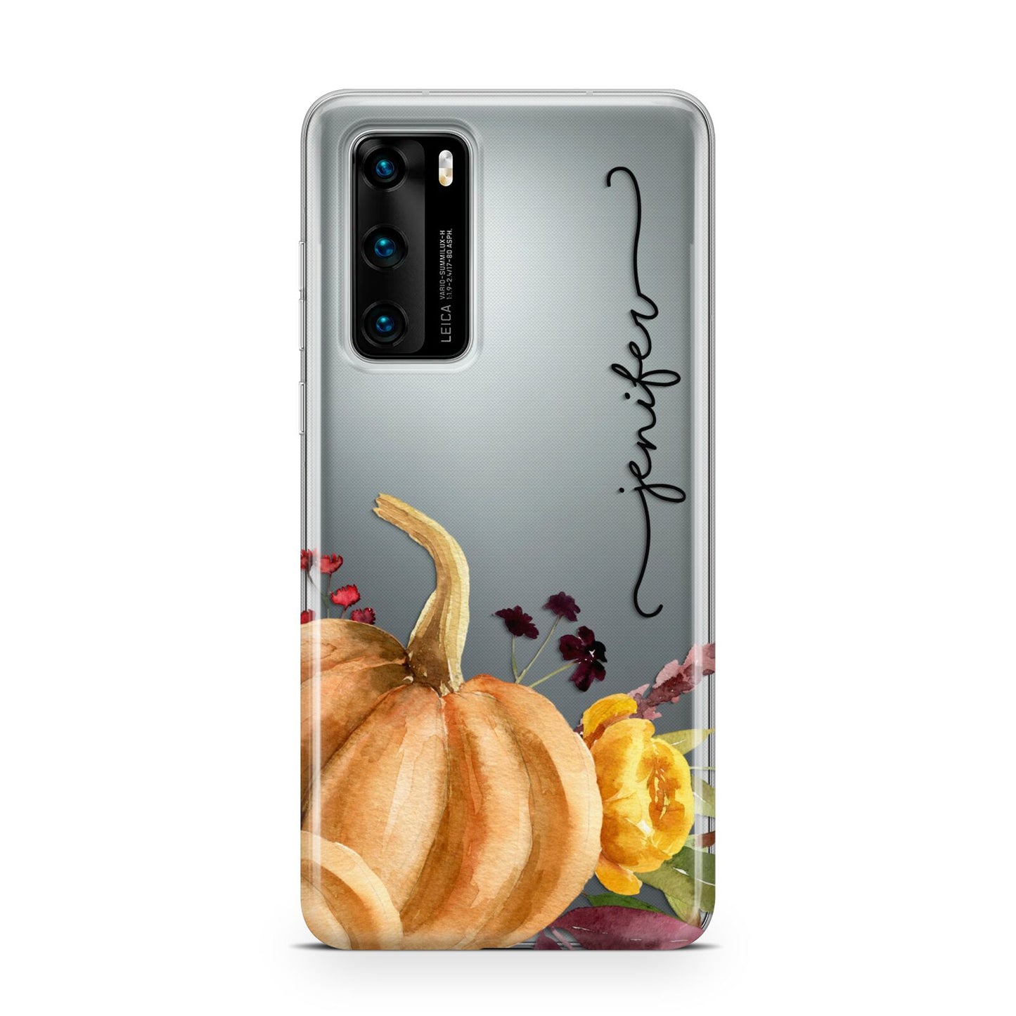 Watercolour Pumpkins with Black Vertical Text Huawei P40 Phone Case