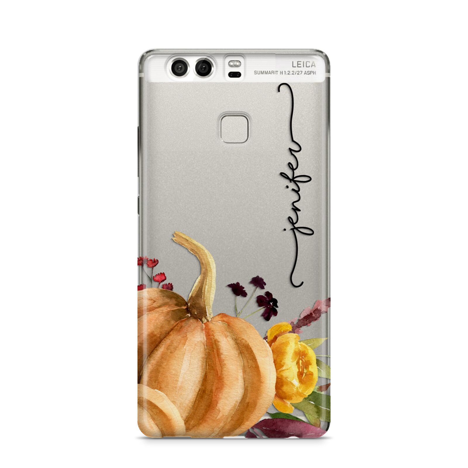 Watercolour Pumpkins with Black Vertical Text Huawei P9 Case