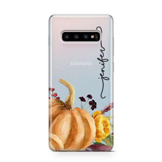 Watercolour Pumpkins with Black Vertical Text Protective Samsung Galaxy Case