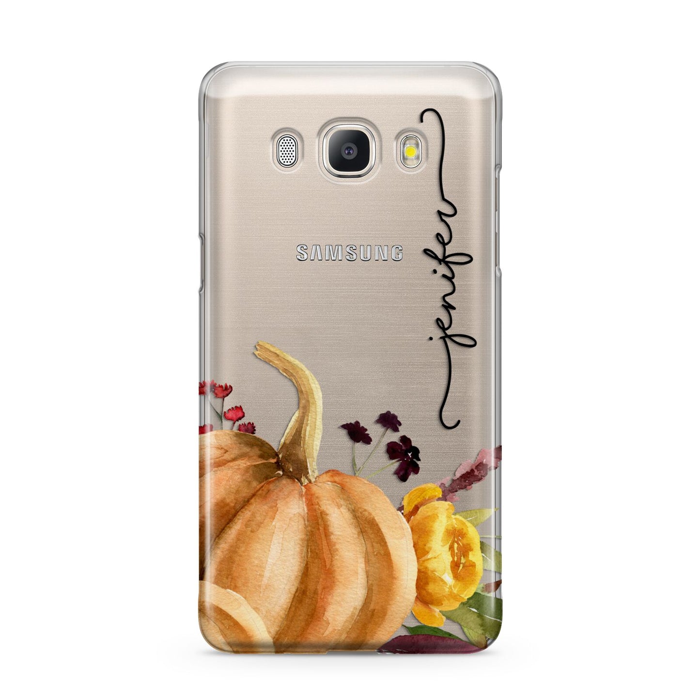 Watercolour Pumpkins with Black Vertical Text Samsung Galaxy J5 2016 Case