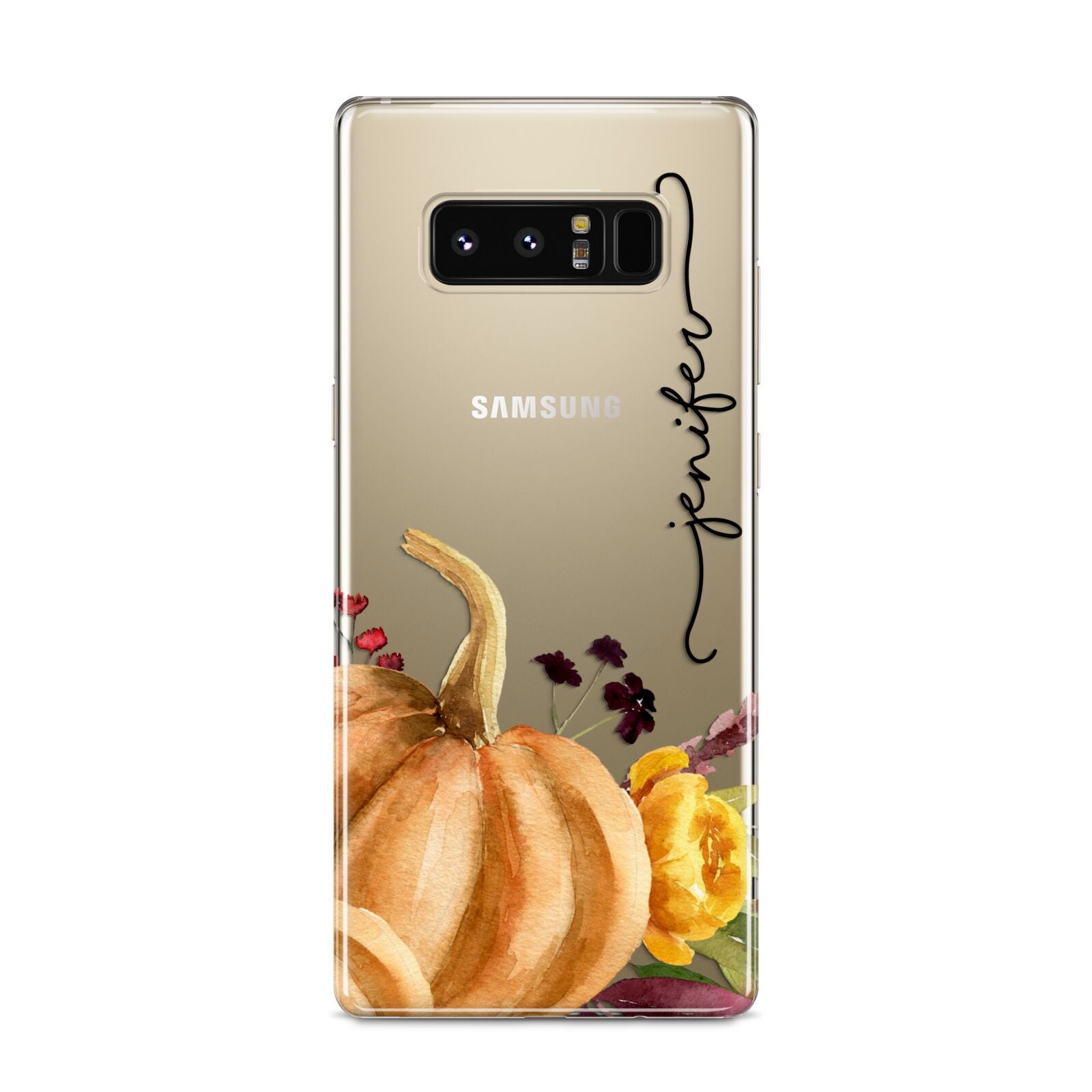 Watercolour Pumpkins with Black Vertical Text Samsung Galaxy S8 Case