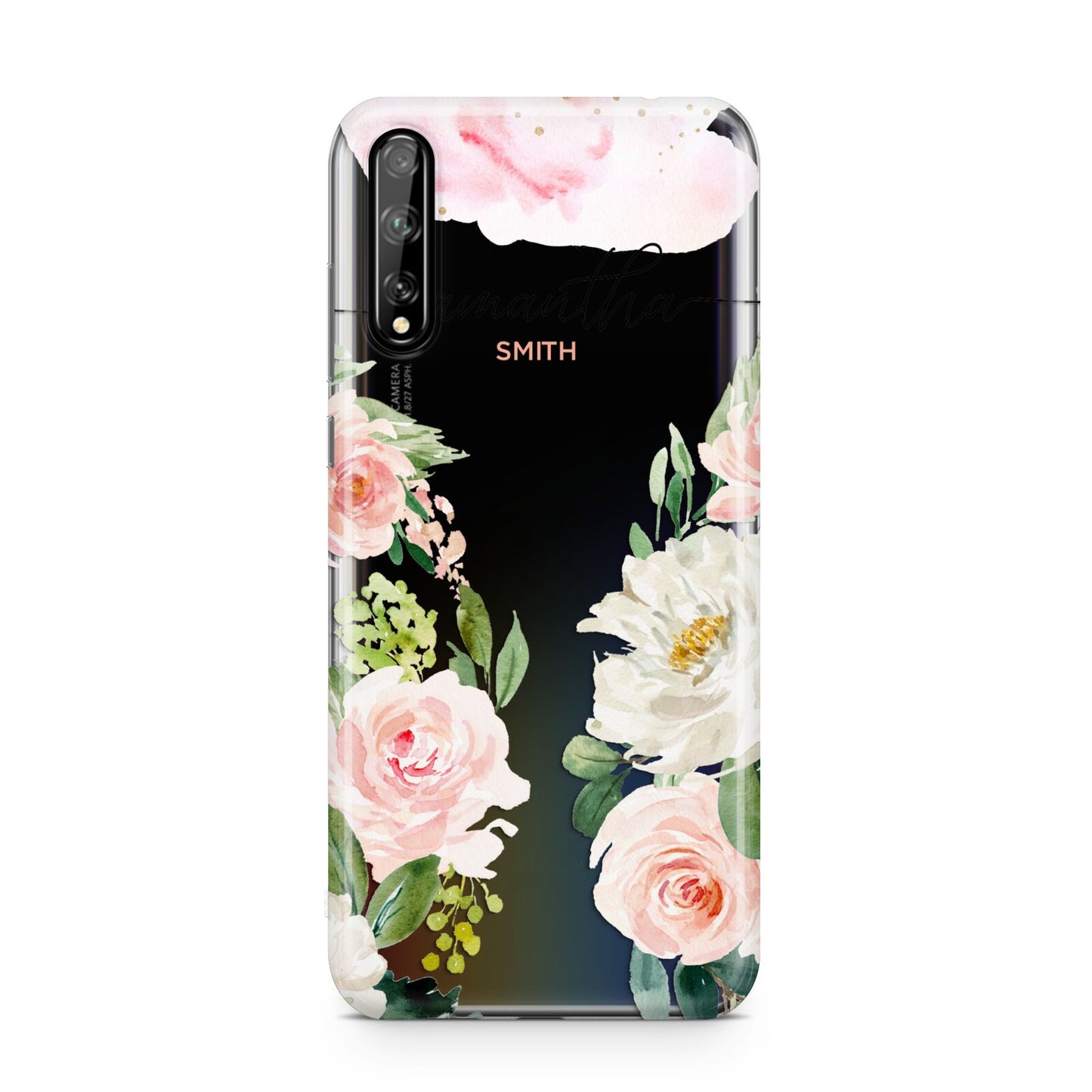 Watercolour Roses Personalised Name Huawei Enjoy 10s Phone Case