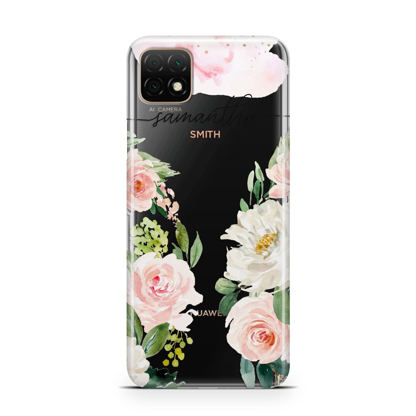 Watercolour Roses Personalised Name Huawei Enjoy 20 Phone Case