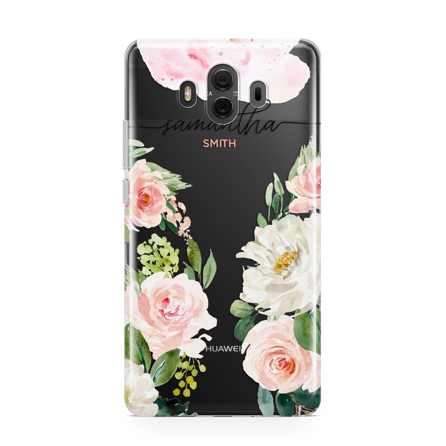 Watercolour Roses Personalised Name Huawei Mate 10 Protective Phone Case