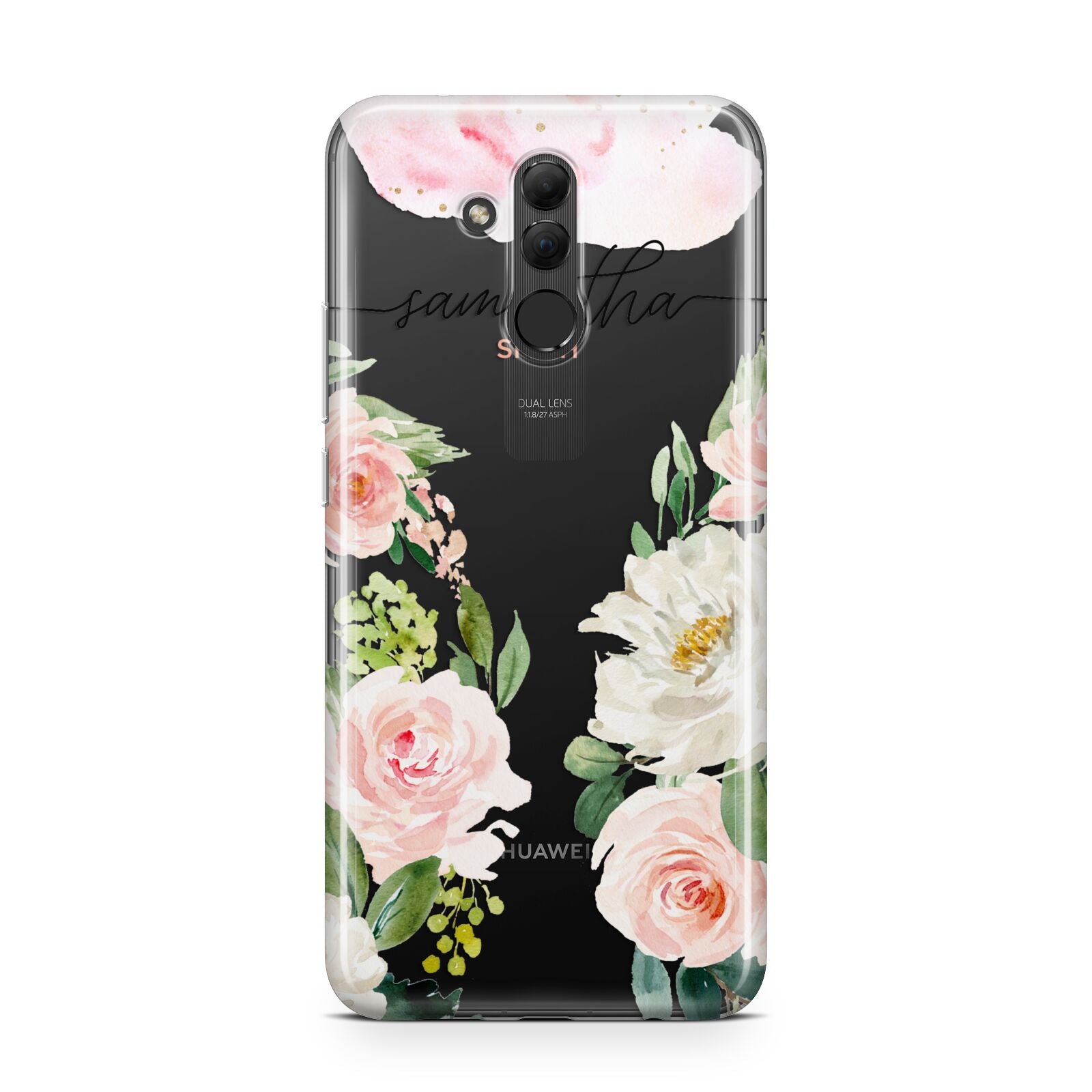 Watercolour Roses Personalised Name Huawei Mate 20 Lite