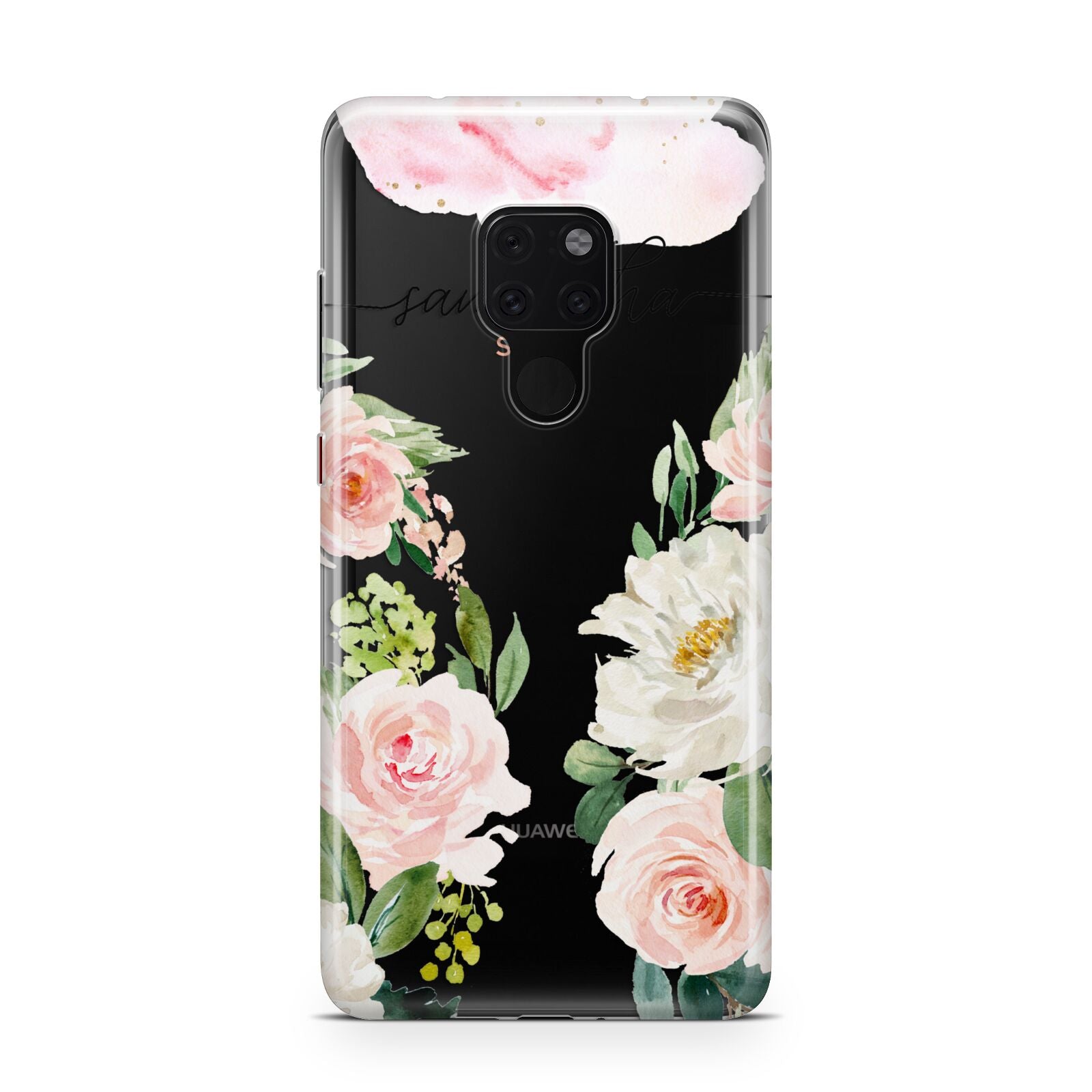 Watercolour Roses Personalised Name Huawei Mate 20 Phone Case