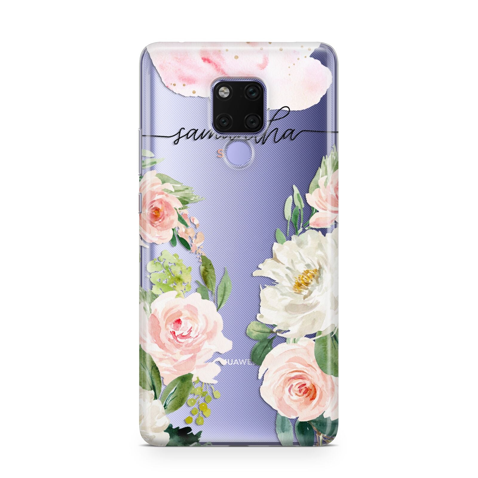 Watercolour Roses Personalised Name Huawei Mate 20X Phone Case