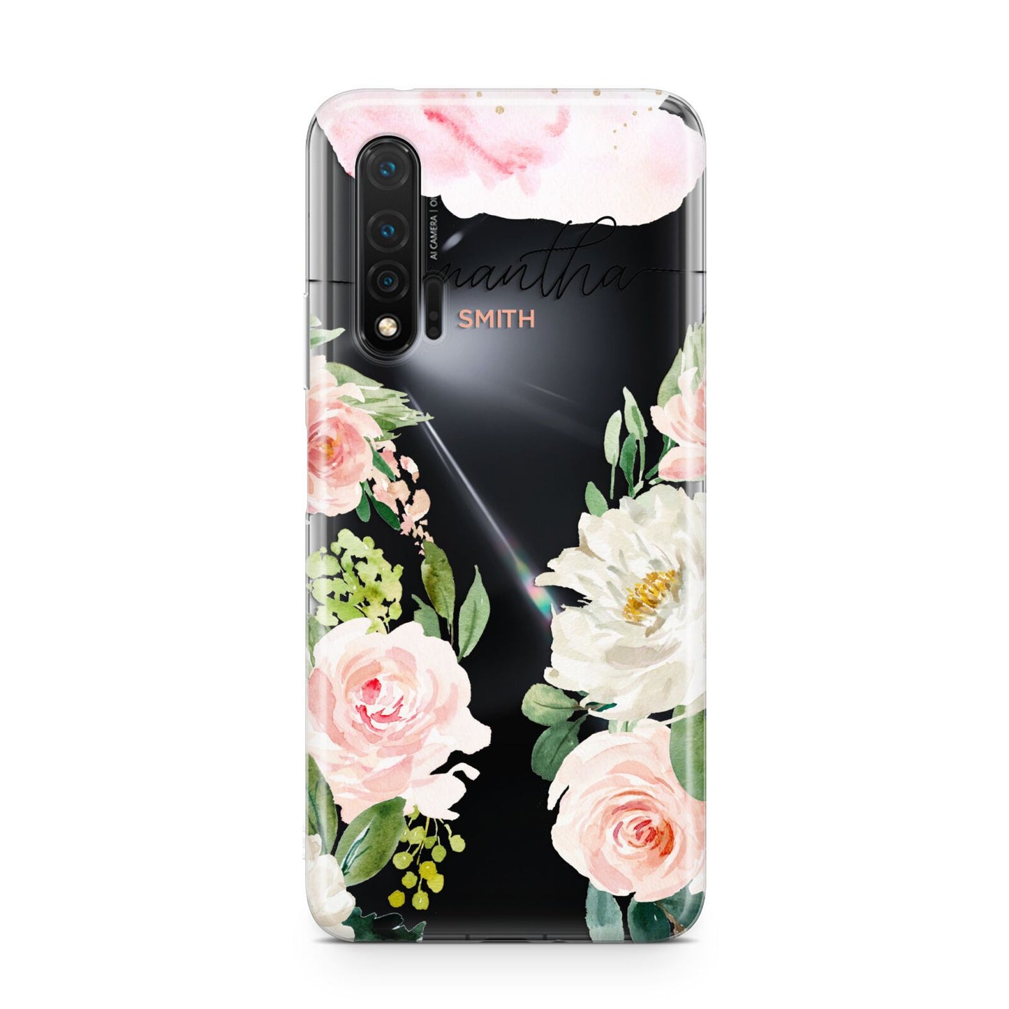 Watercolour Roses Personalised Name Huawei Nova 6 Phone Case