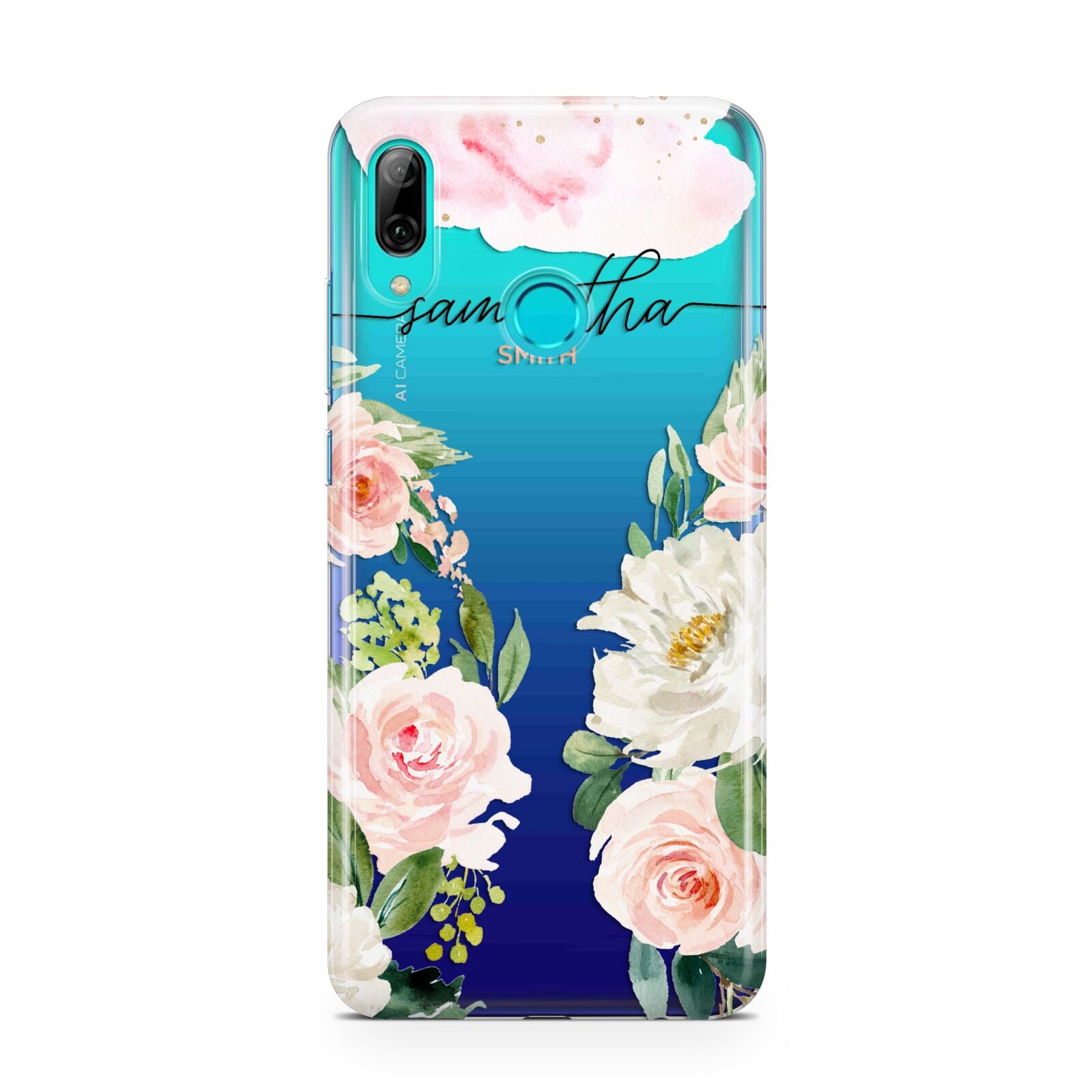 Watercolour Roses Personalised Name Huawei P Smart 2019 Case