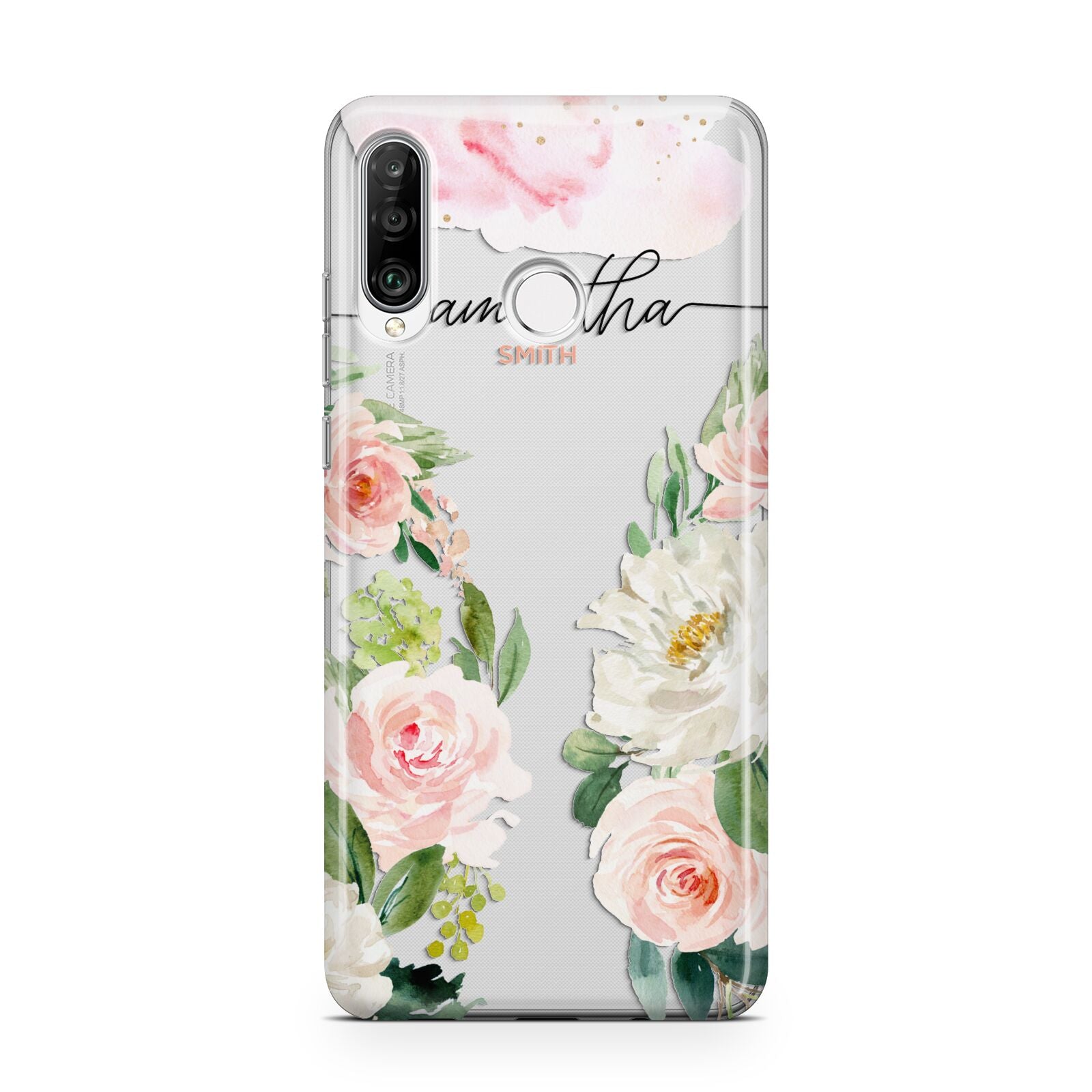 Watercolour Roses Personalised Name Huawei P30 Lite Phone Case