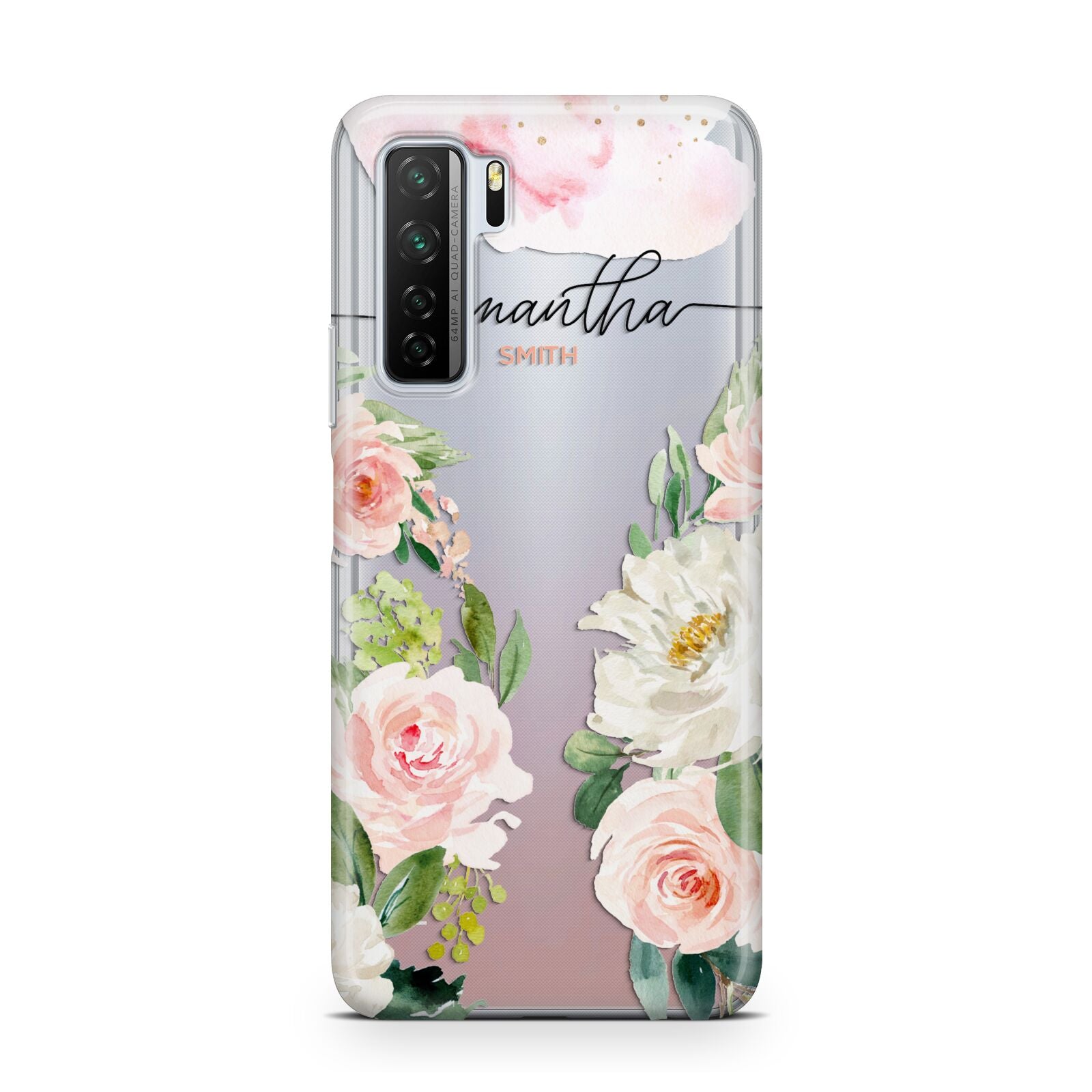 Watercolour Roses Personalised Name Huawei P40 Lite 5G Phone Case