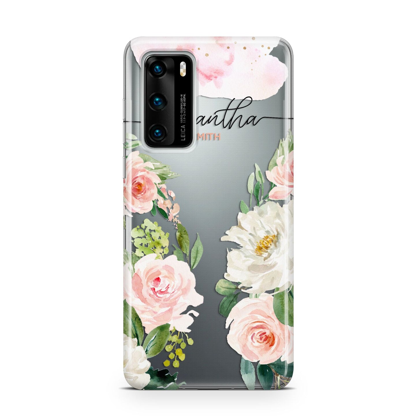 Watercolour Roses Personalised Name Huawei P40 Phone Case