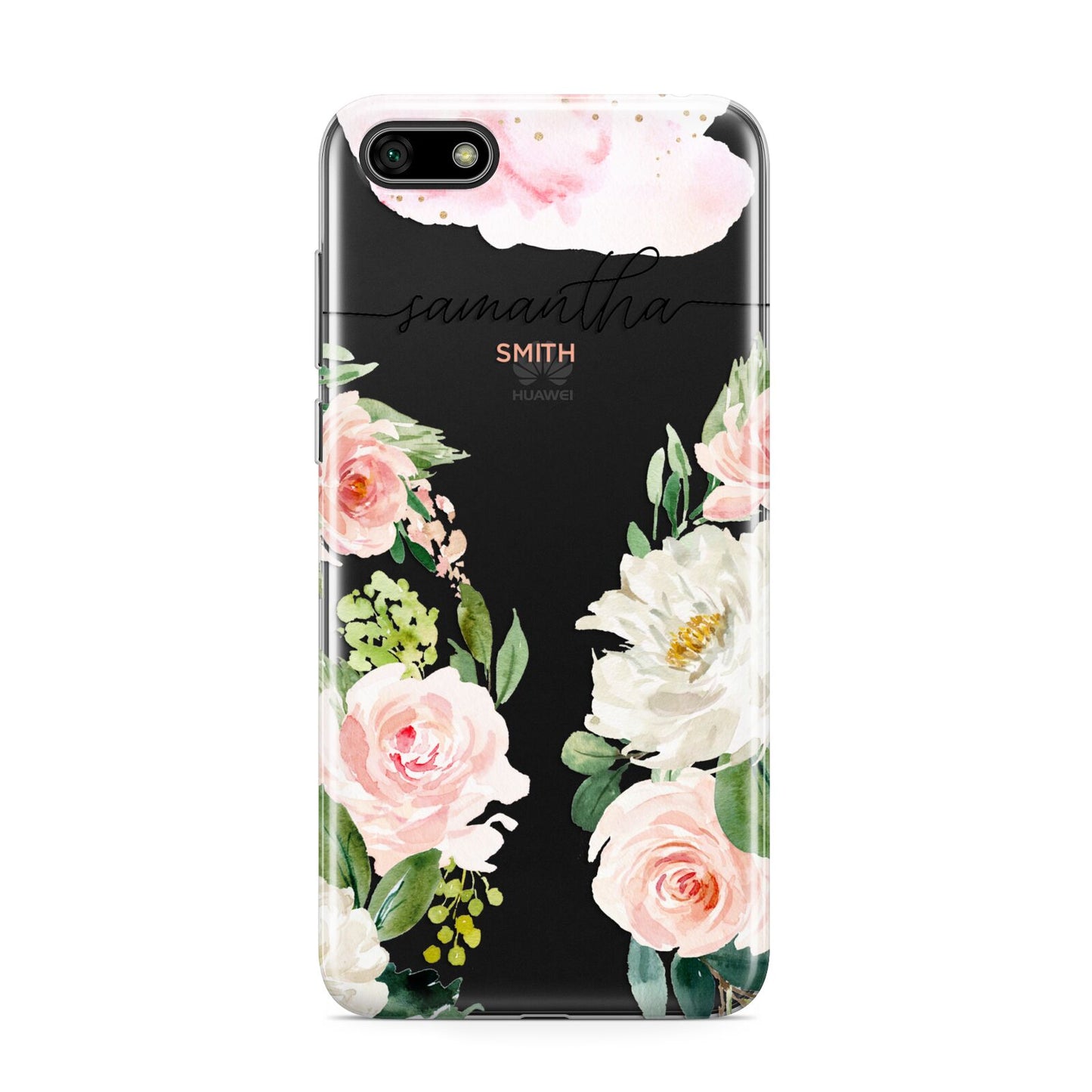 Watercolour Roses Personalised Name Huawei Y5 Prime 2018 Phone Case