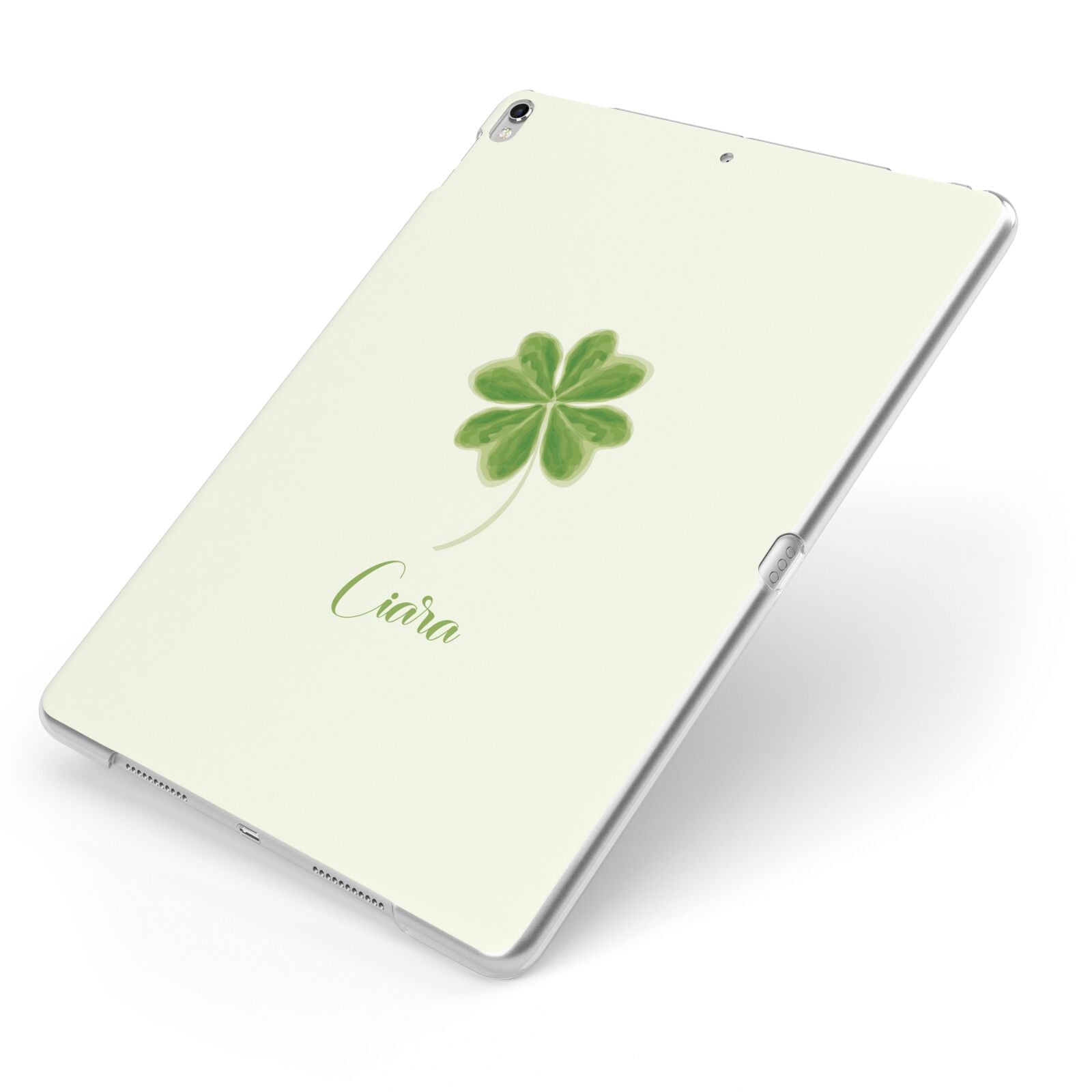 Watercolour Shamrock Custom Apple iPad Case on Silver iPad Side View