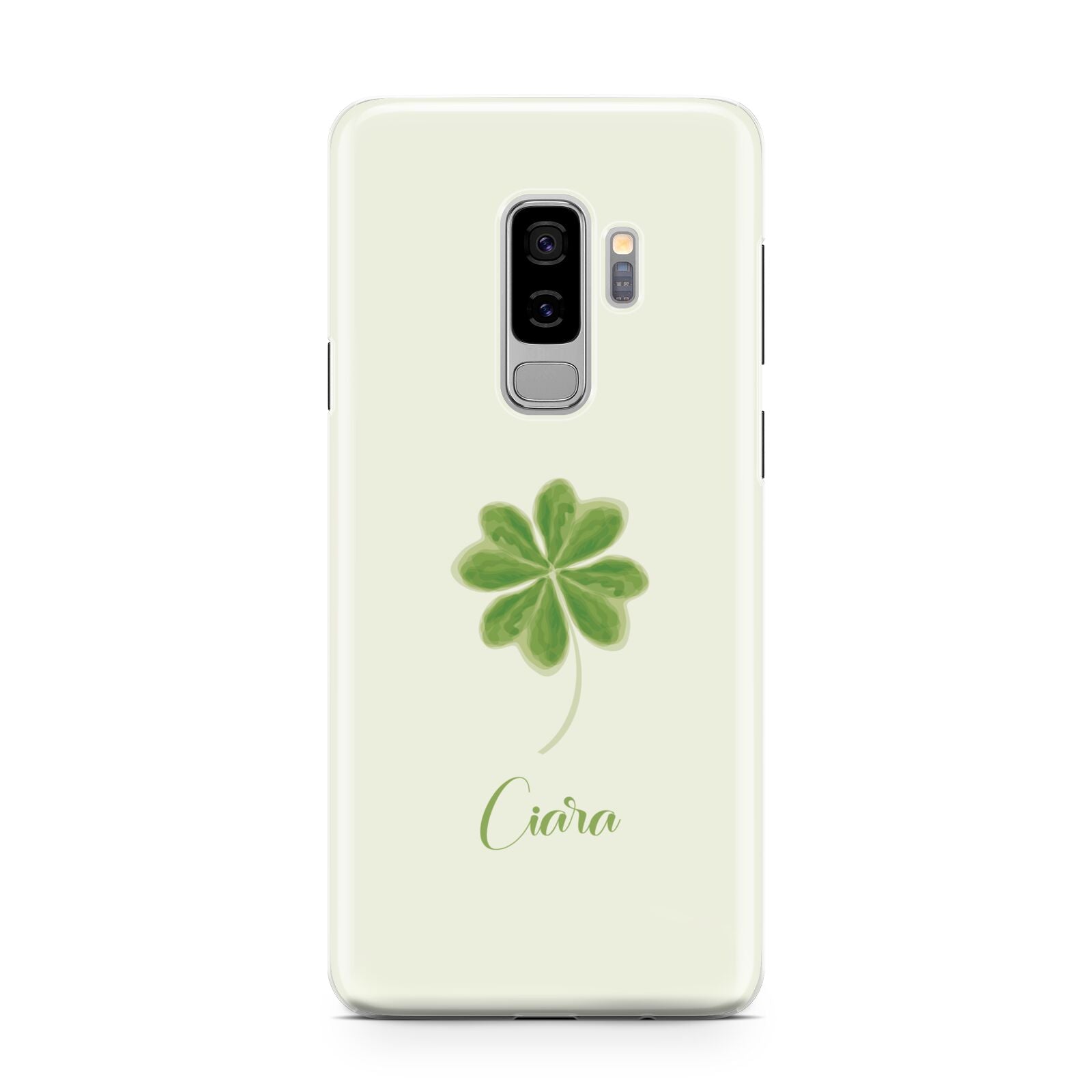 Watercolour Shamrock Custom Samsung Galaxy S9 Plus Case on Silver phone