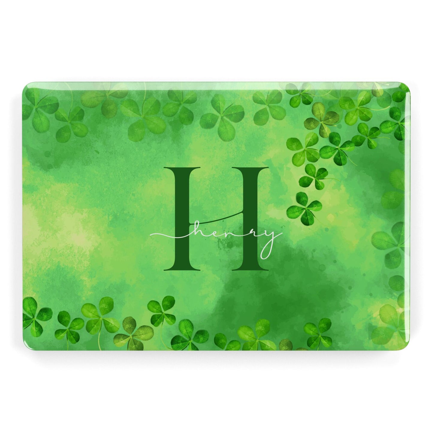 Watercolour Shamrock Pattern Name Apple MacBook Case