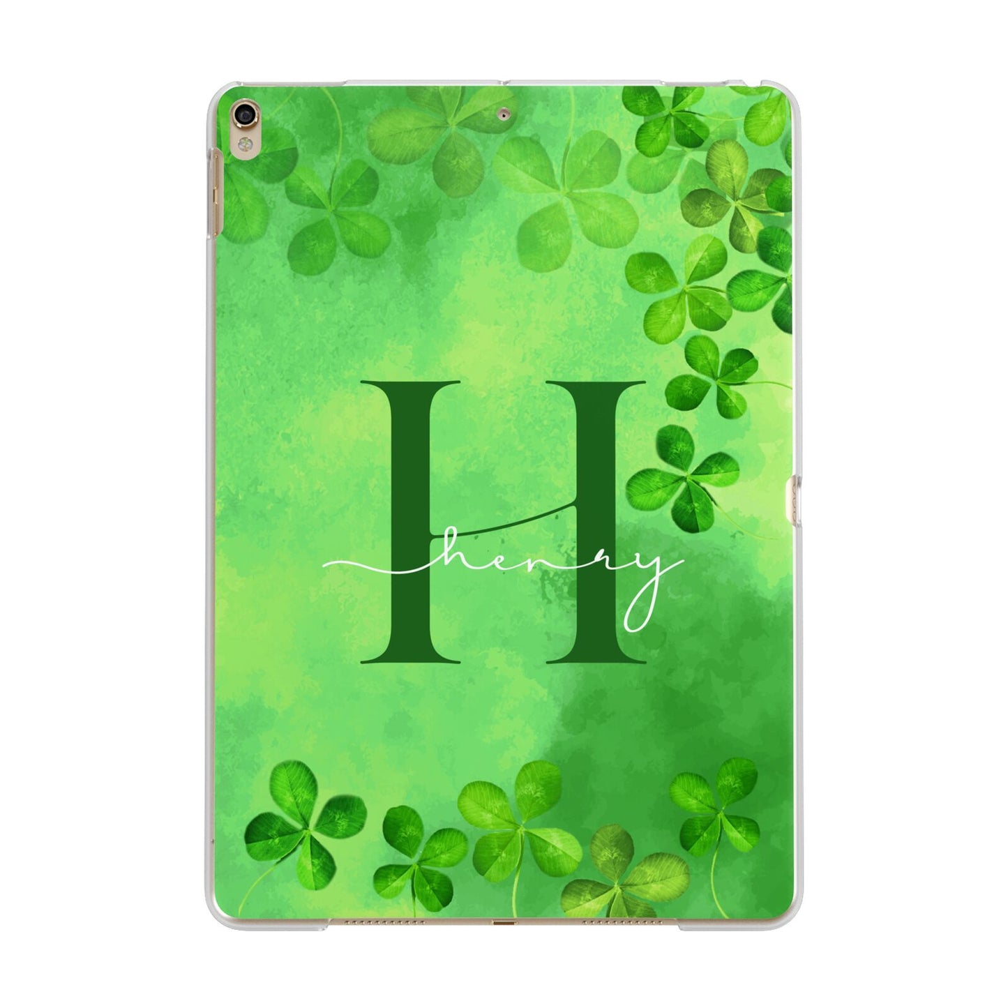 Watercolour Shamrock Pattern Name Apple iPad Gold Case