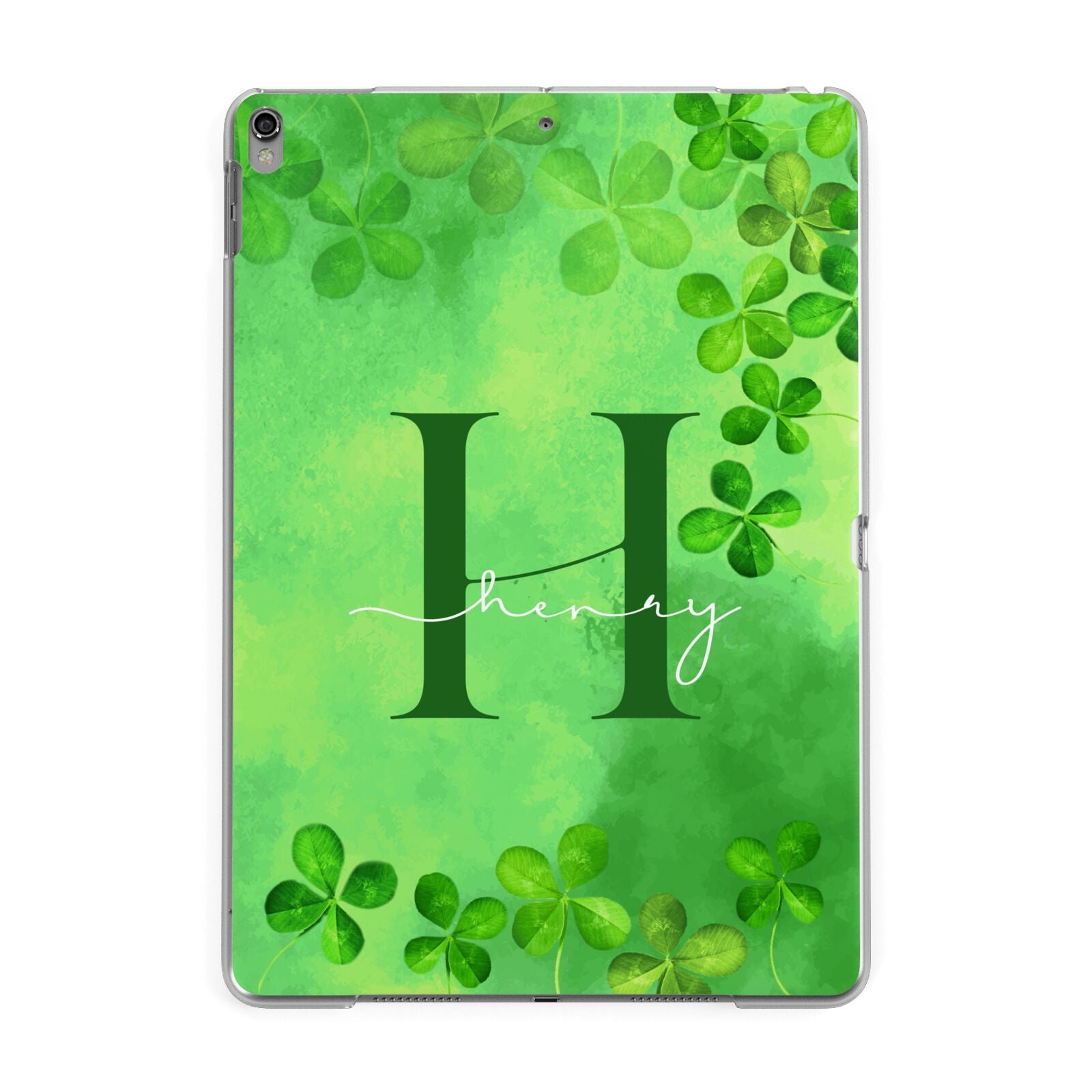 Watercolour Shamrock Pattern Name Apple iPad Grey Case