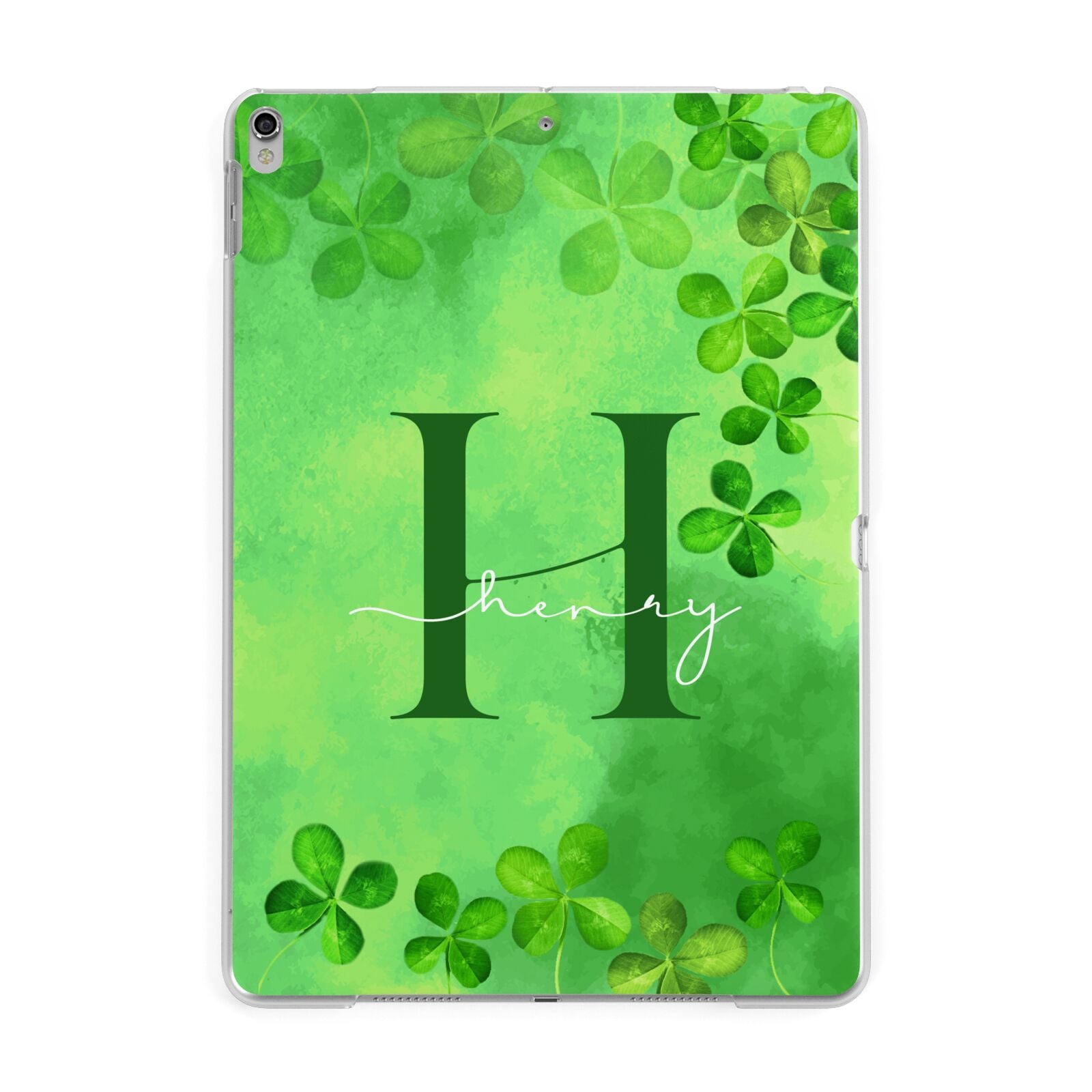 Watercolour Shamrock Pattern Name Apple iPad Silver Case