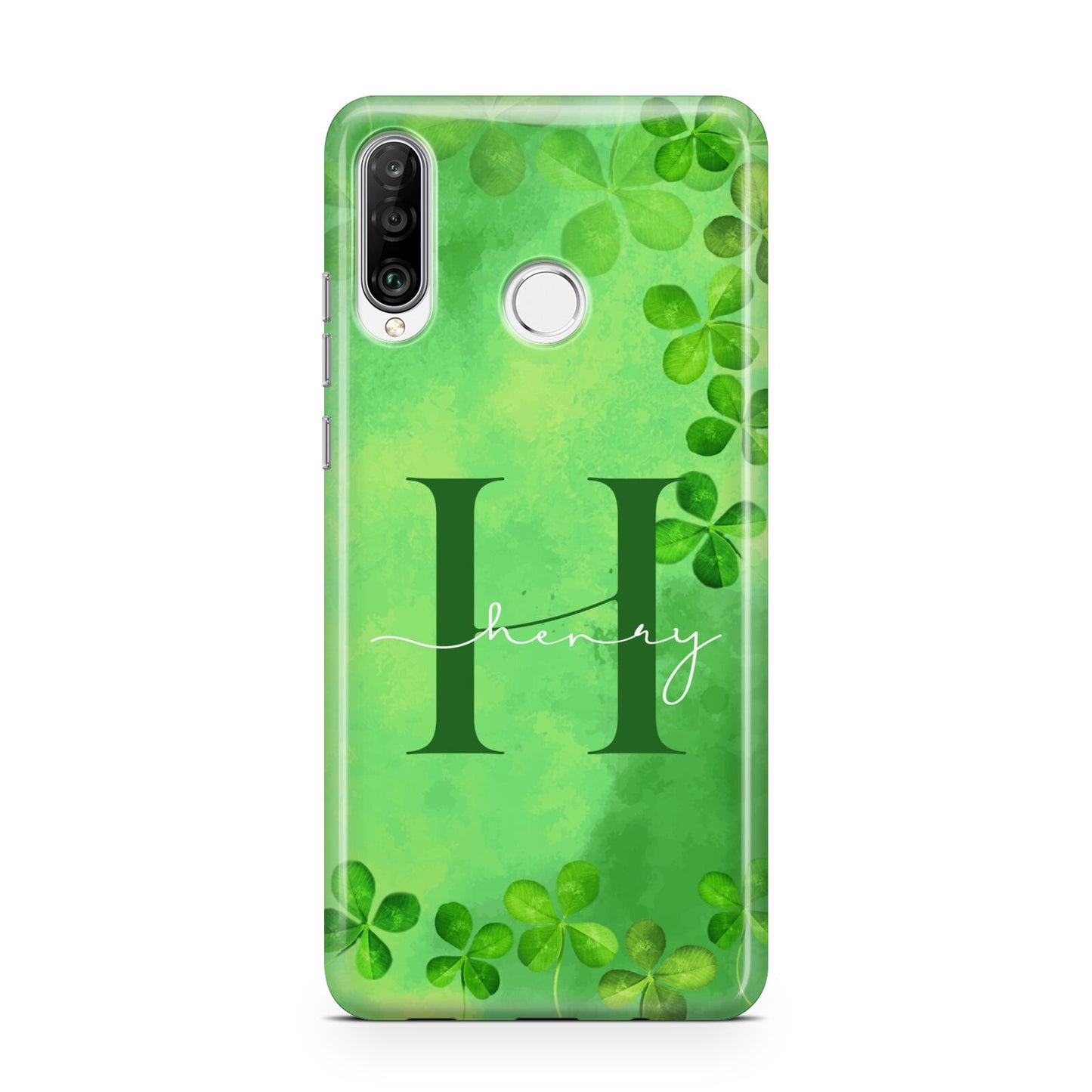 Watercolour Shamrock Pattern Name Huawei P30 Lite Phone Case