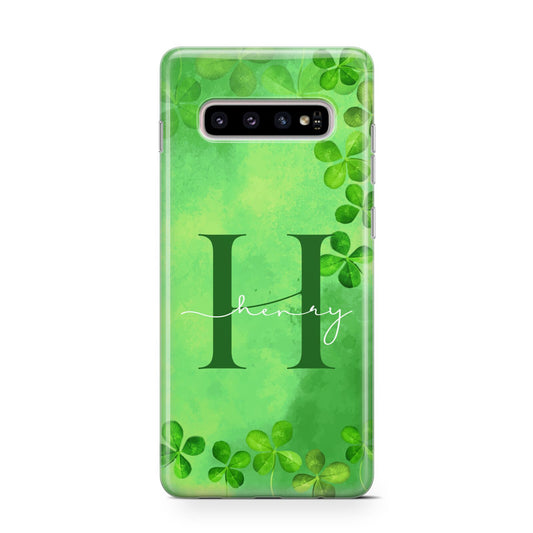 Watercolour Shamrock Pattern Name Protective Samsung Galaxy Case