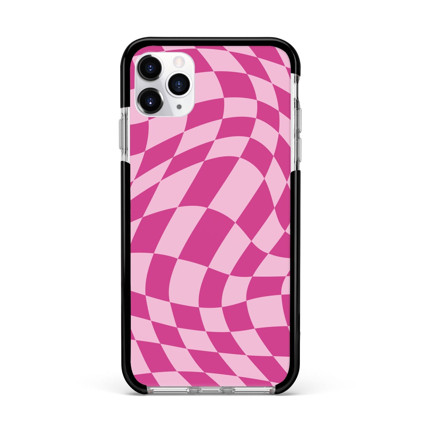 Wavy Check Apple iPhone 11 Pro Max in Silver with Black Impact Case