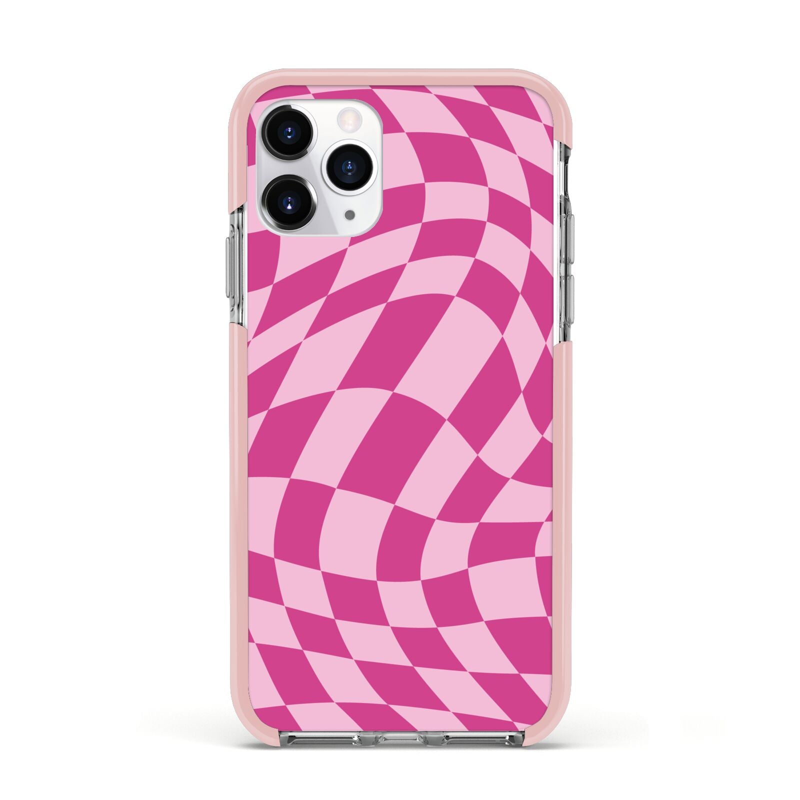 Wavy Check Apple iPhone 11 Pro in Silver with Pink Impact Case