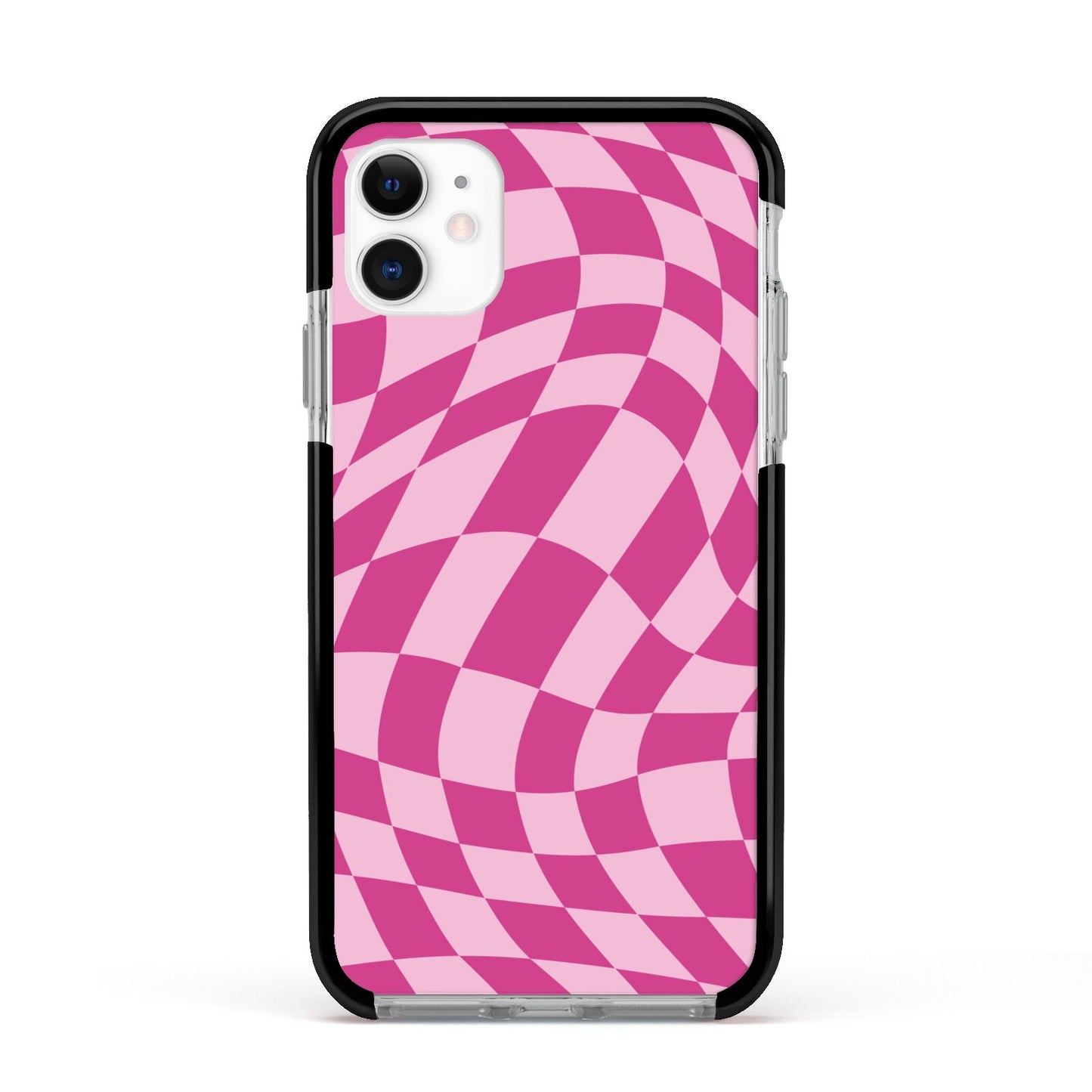 Wavy Check Apple iPhone 11 in White with Black Impact Case