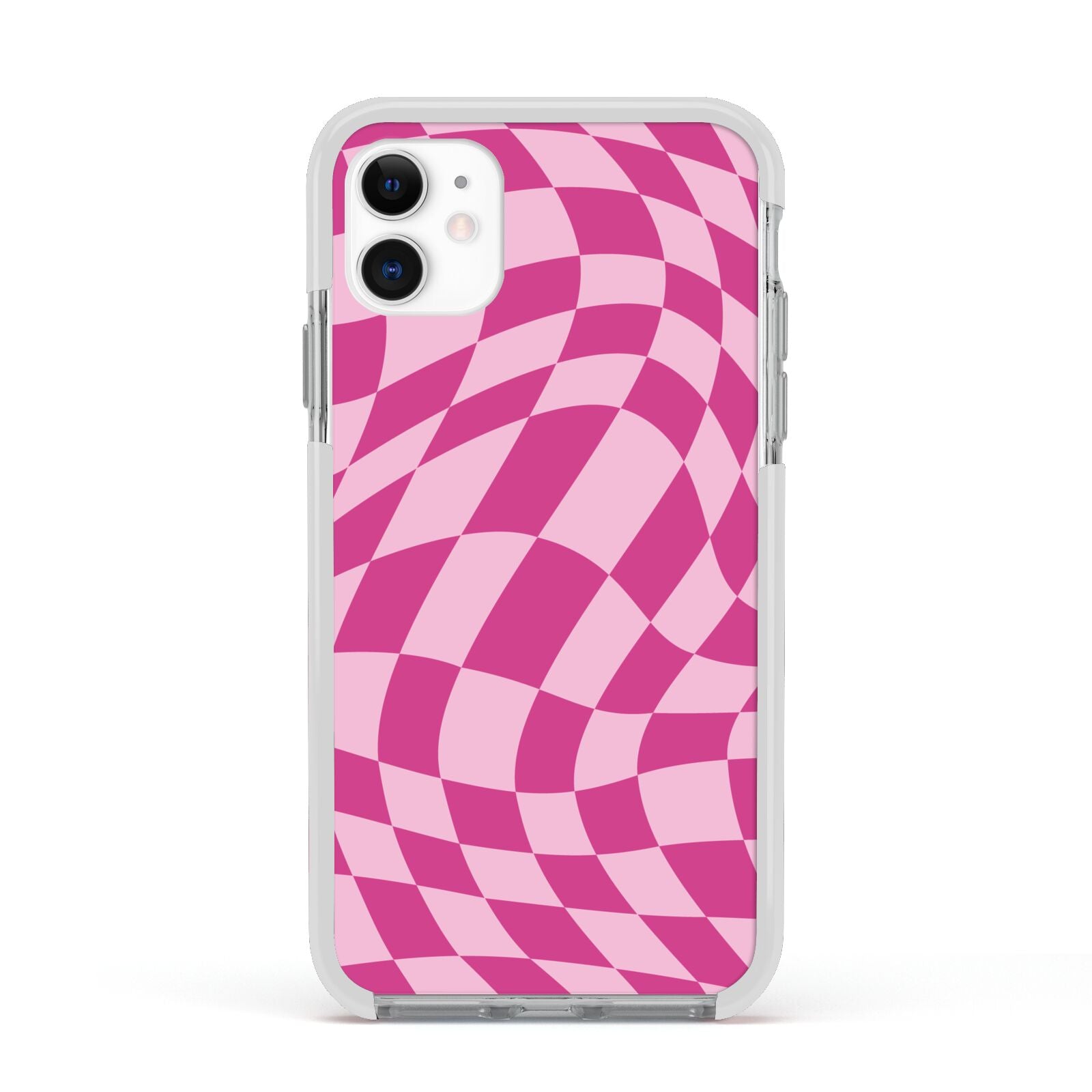 Wavy Check Apple iPhone 11 in White with White Impact Case