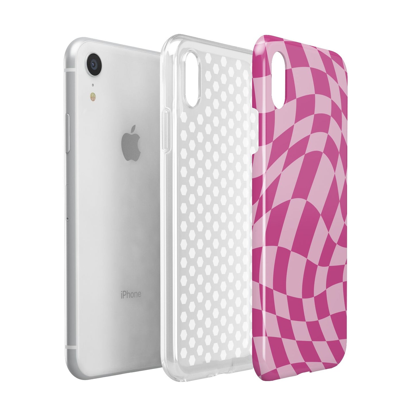 Wavy Check Apple iPhone XR White 3D Tough Case Expanded view