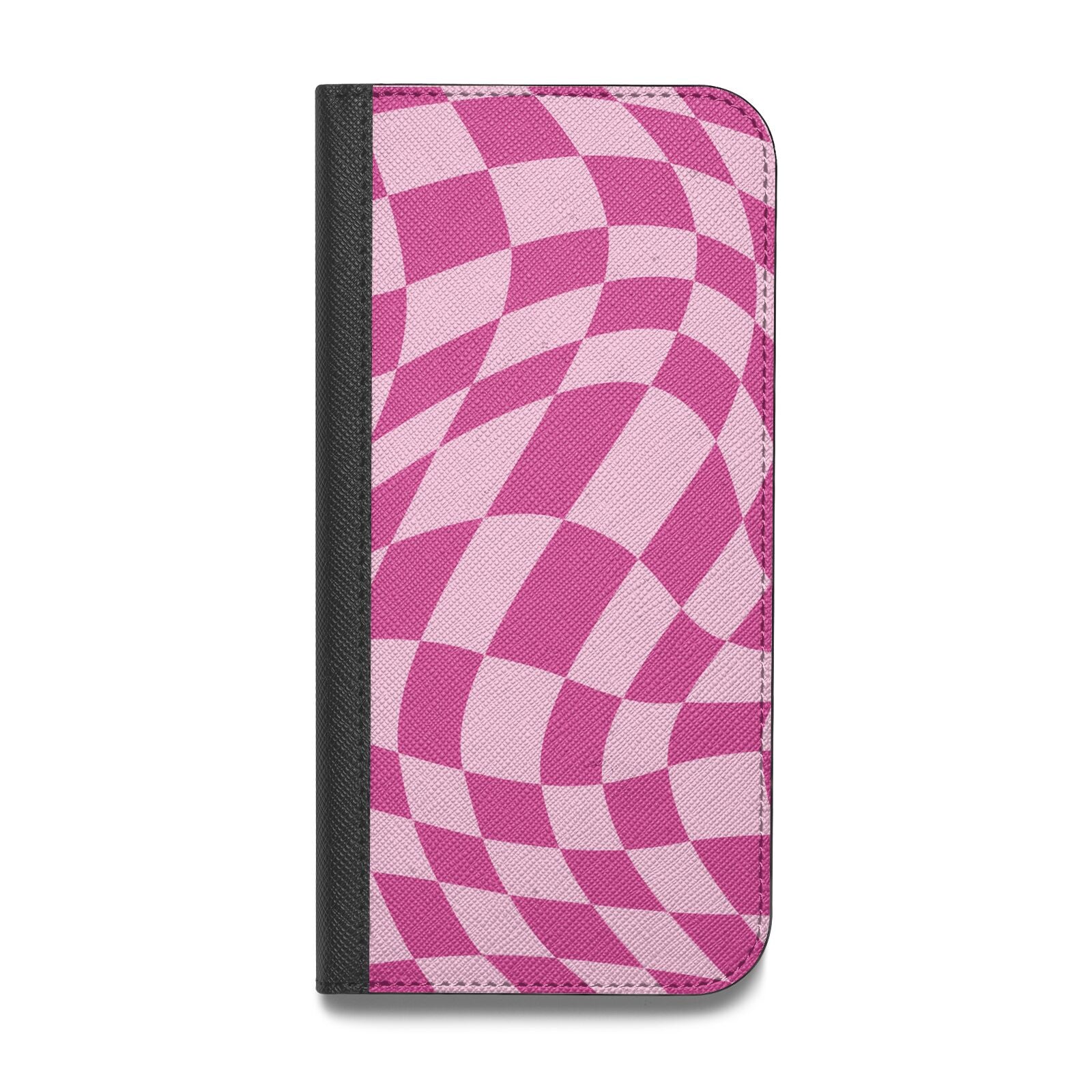 Wavy Check Vegan Leather Flip iPhone Case