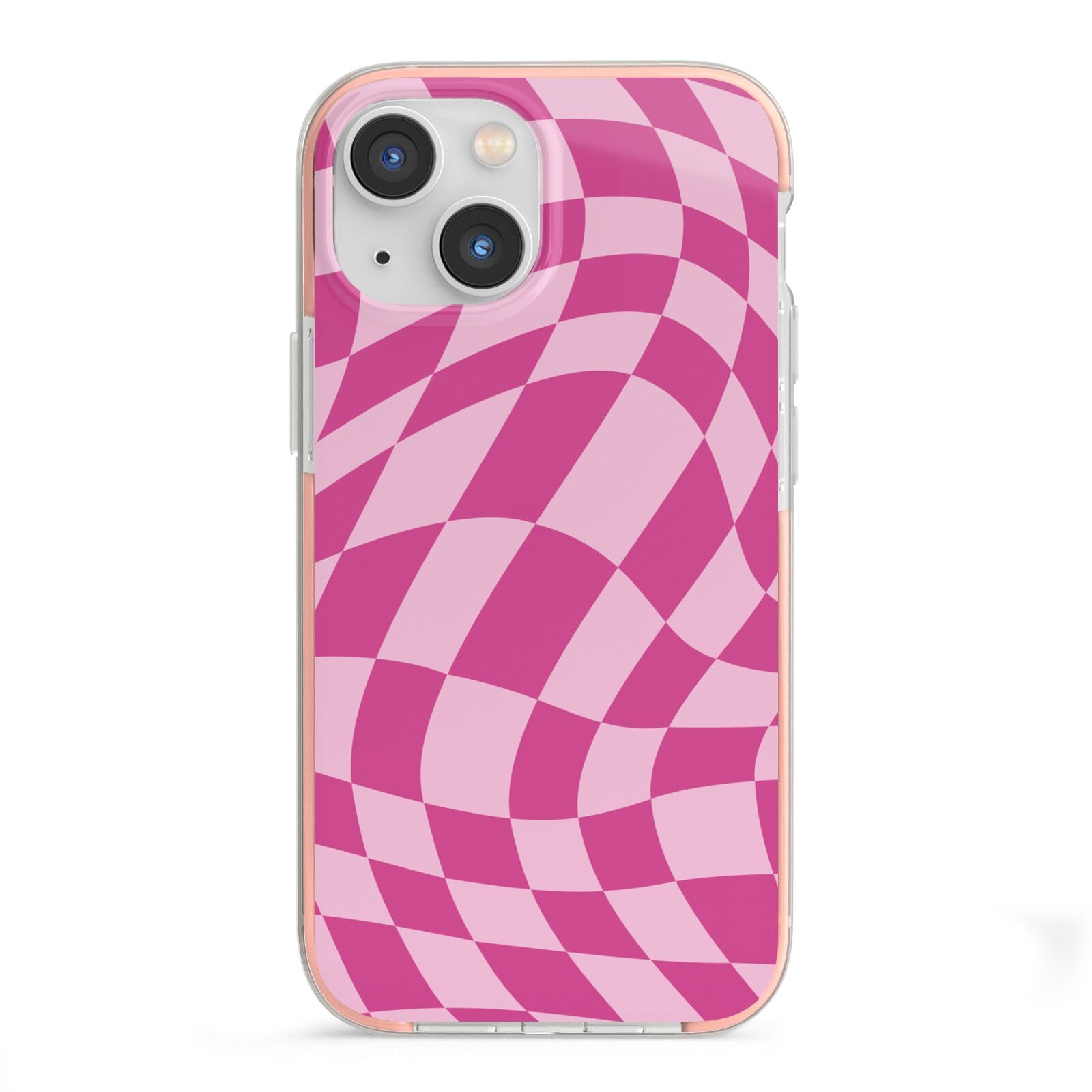 Wavy Check iPhone 13 Mini TPU Impact Case with Pink Edges