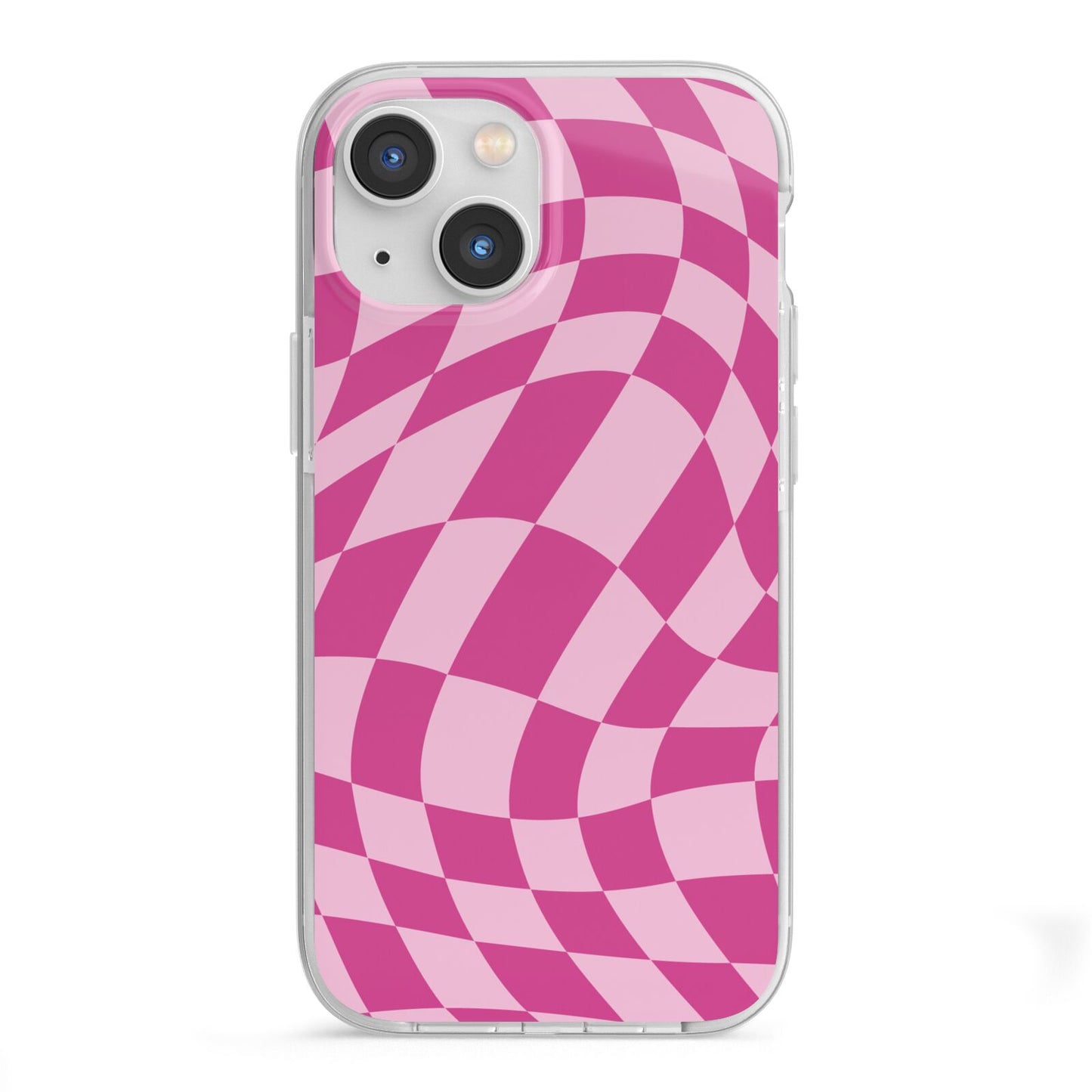 Wavy Check iPhone 13 Mini TPU Impact Case with White Edges