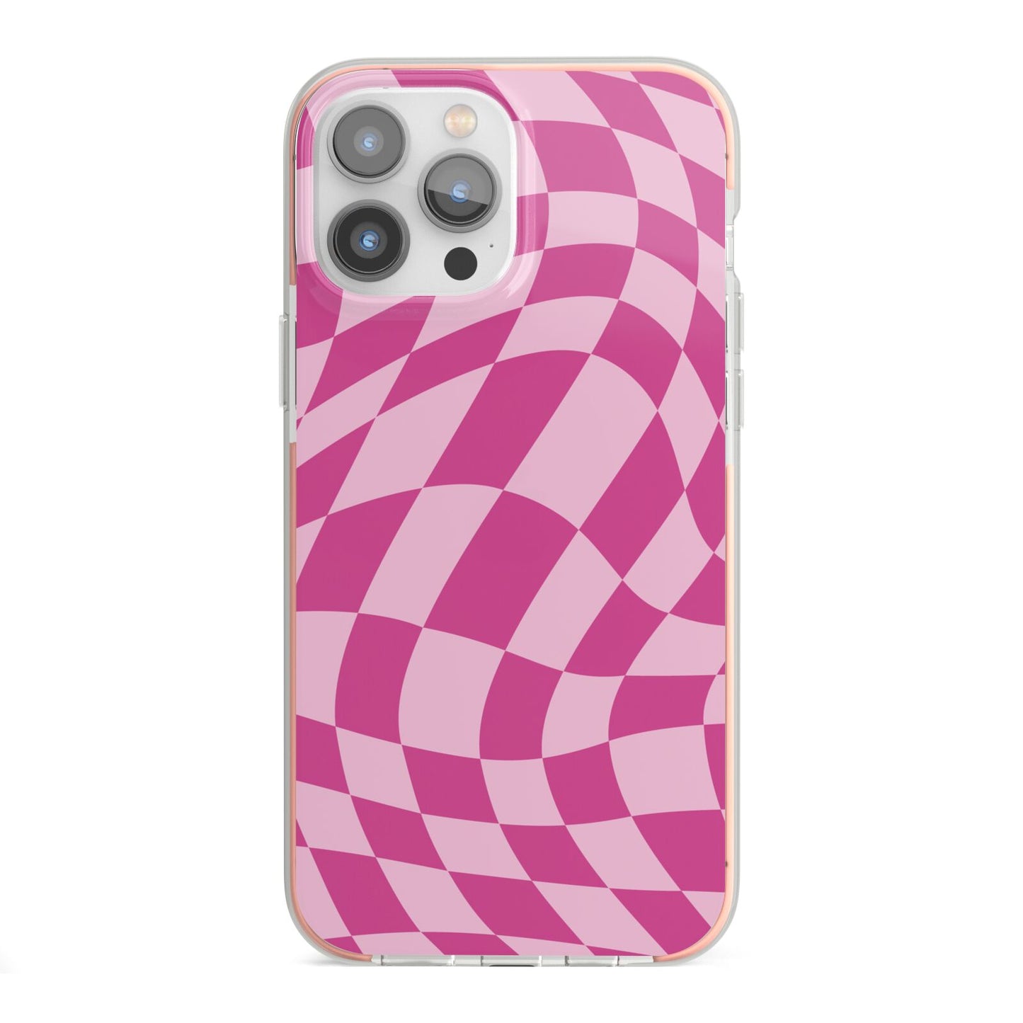 Wavy Check iPhone 13 Pro Max TPU Impact Case with Pink Edges