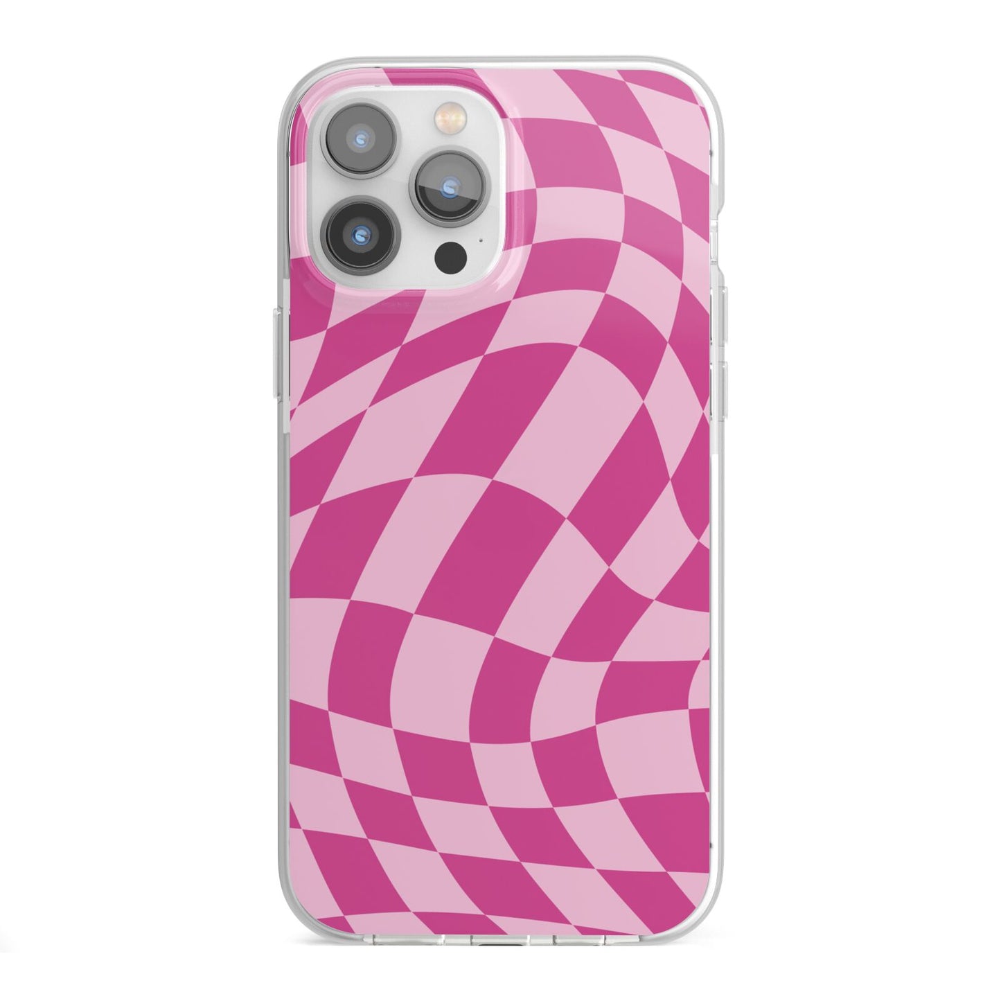 Wavy Check iPhone 13 Pro Max TPU Impact Case with White Edges