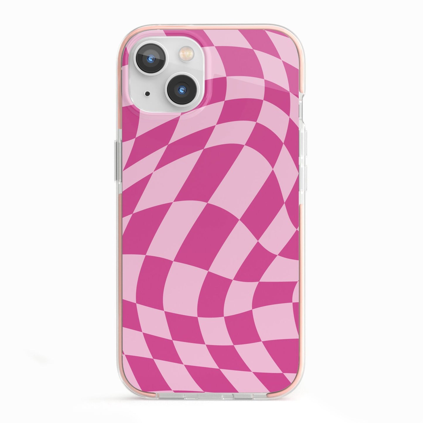 Wavy Check iPhone 13 TPU Impact Case with Pink Edges