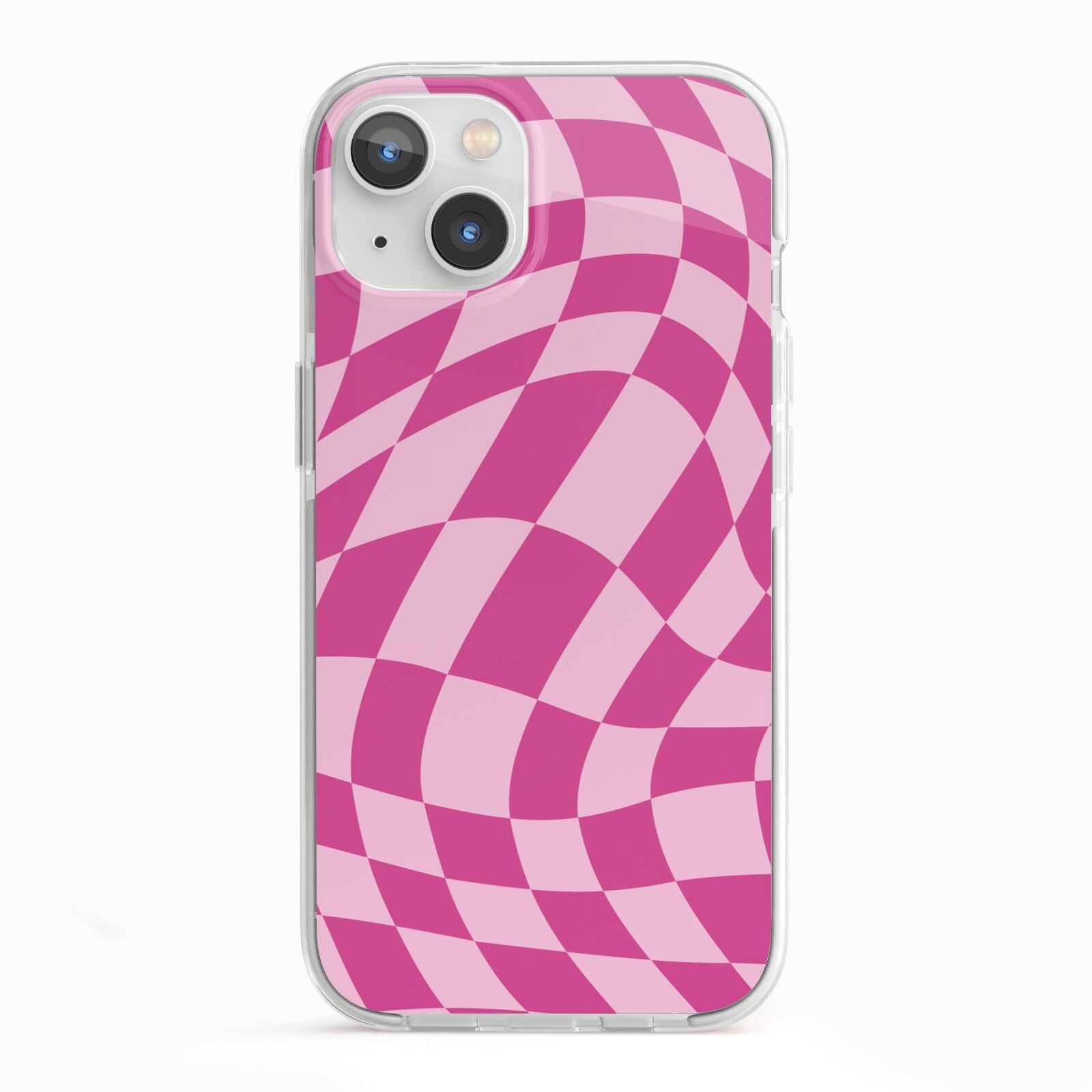 Wavy Check iPhone 13 TPU Impact Case with White Edges