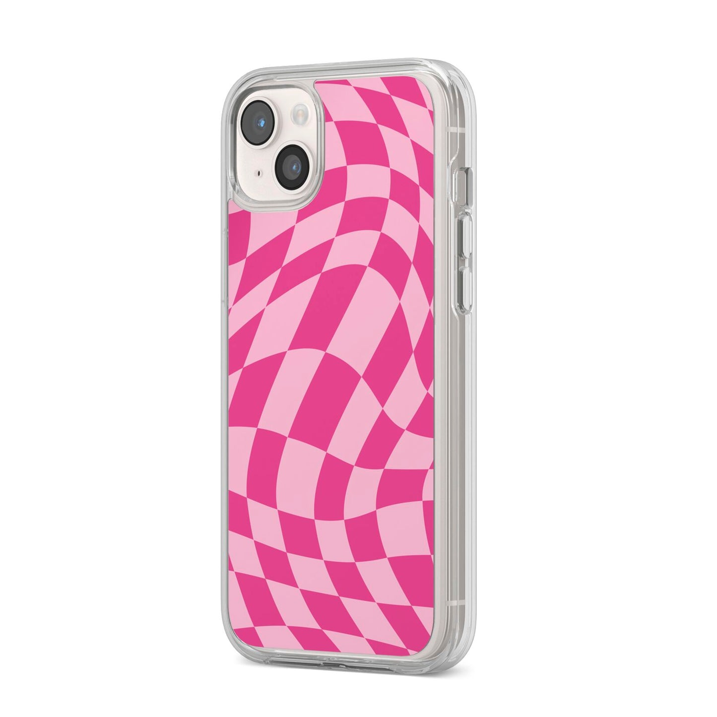 Wavy Check iPhone 14 Plus Clear Tough Case Starlight Angled Image