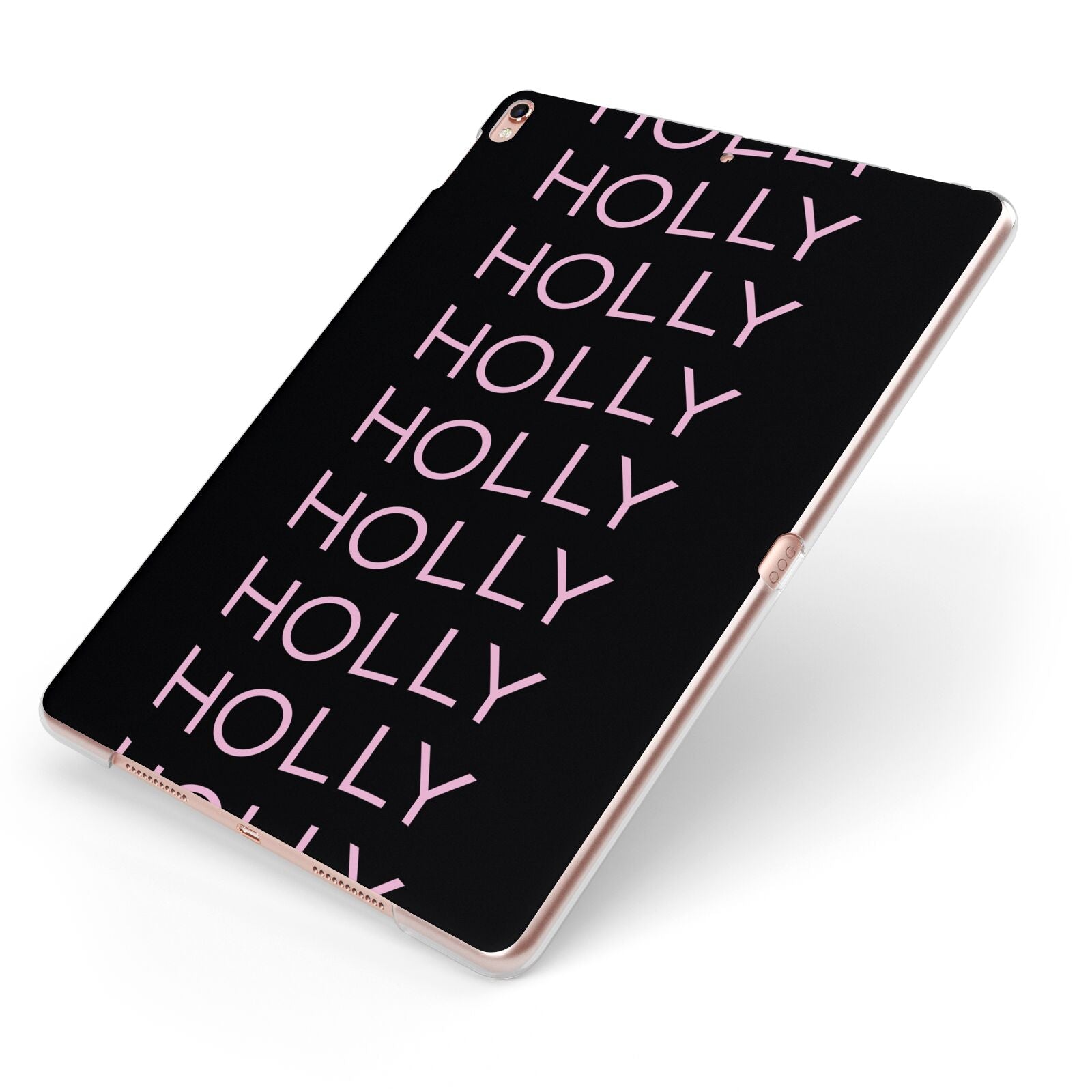 Wavy Name Apple iPad Case on Rose Gold iPad Side View