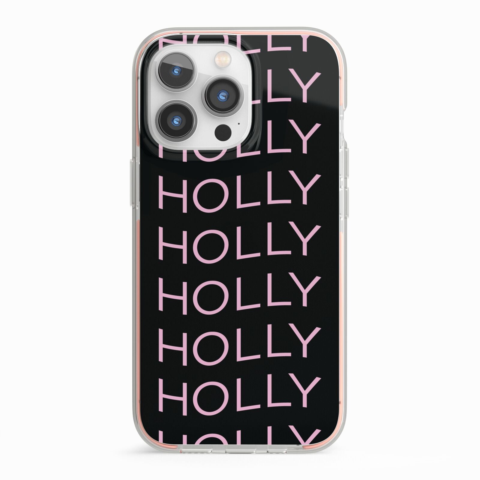 Wavy Name iPhone 13 Pro TPU Impact Case with Pink Edges