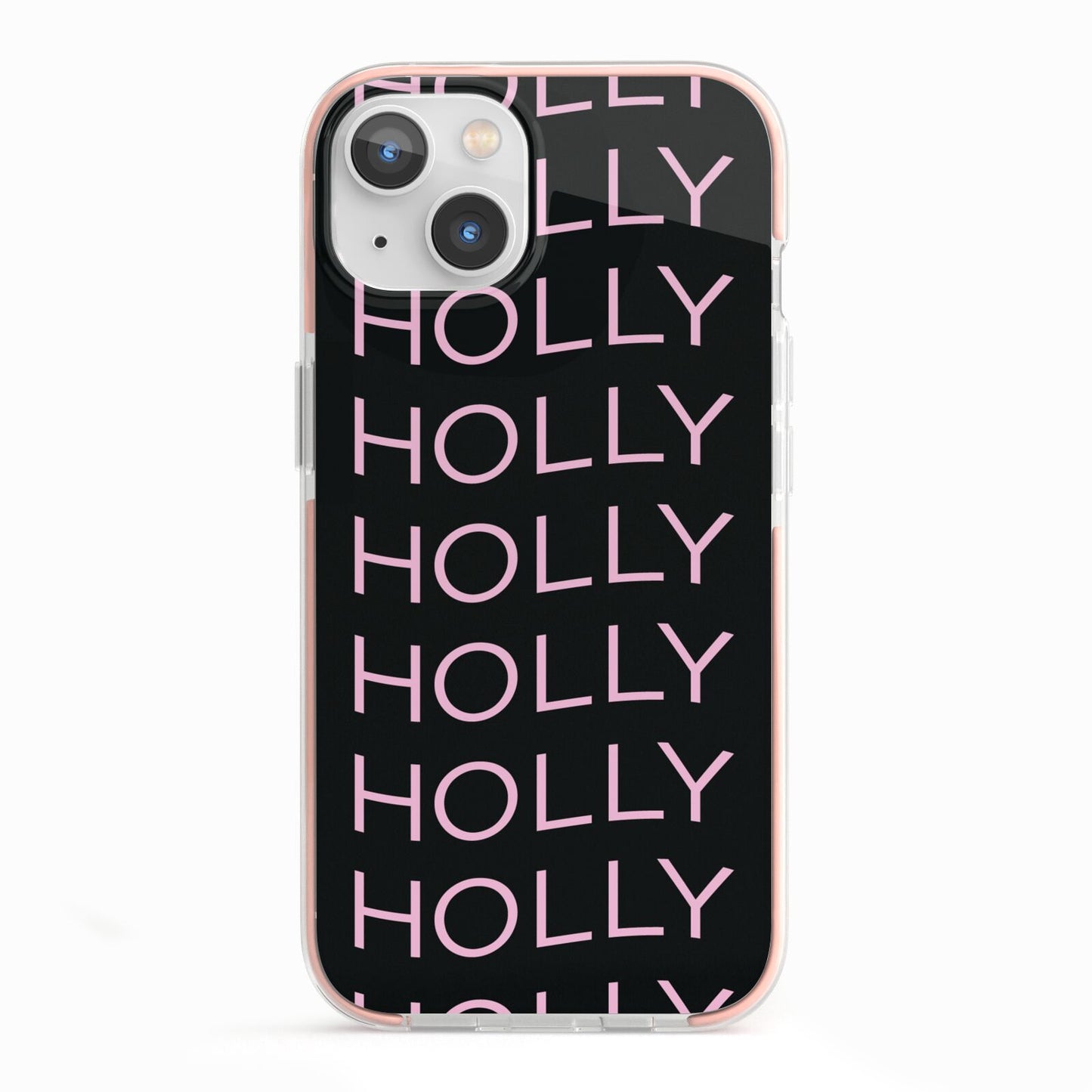 Wavy Name iPhone 13 TPU Impact Case with Pink Edges