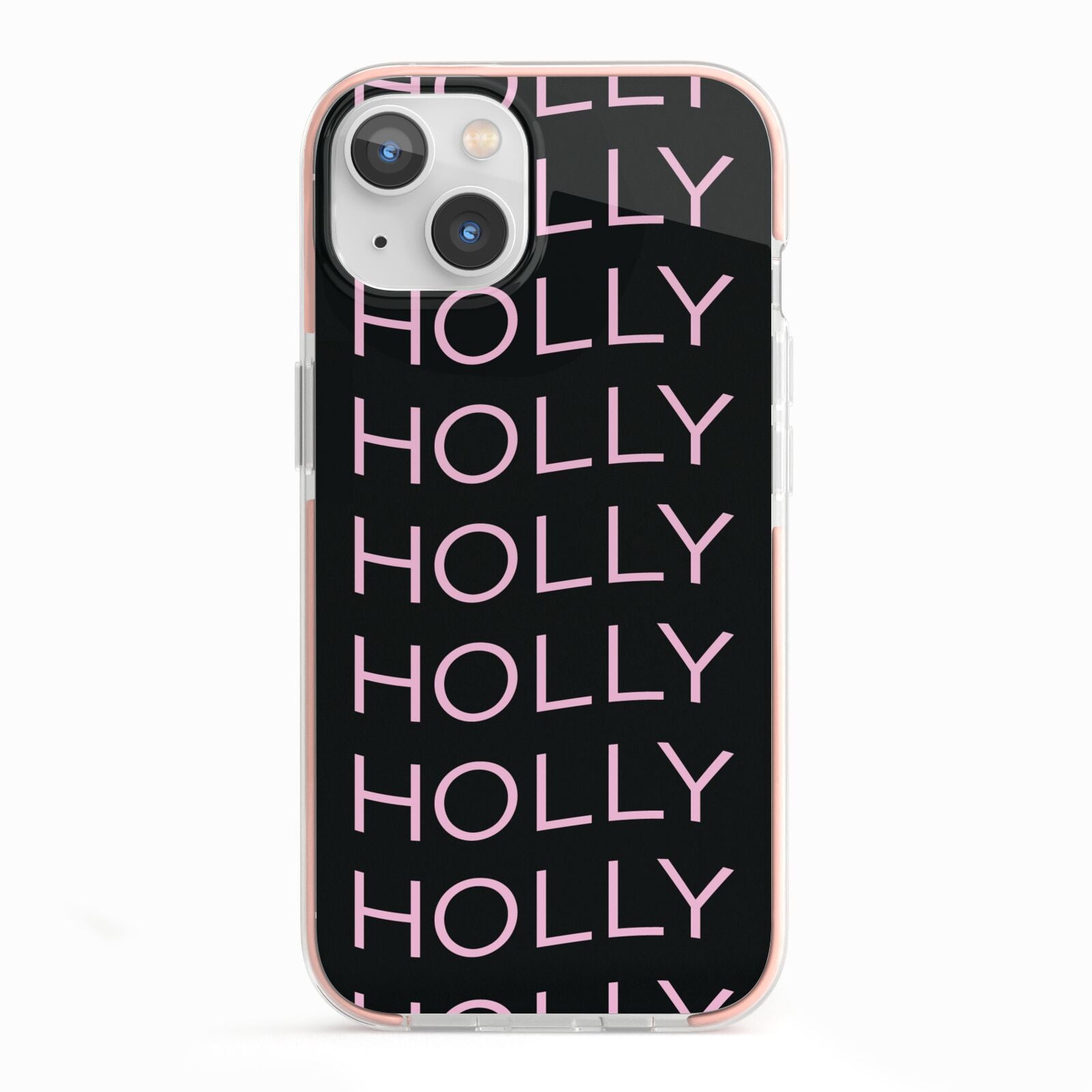 Wavy Name iPhone 13 TPU Impact Case with Pink Edges