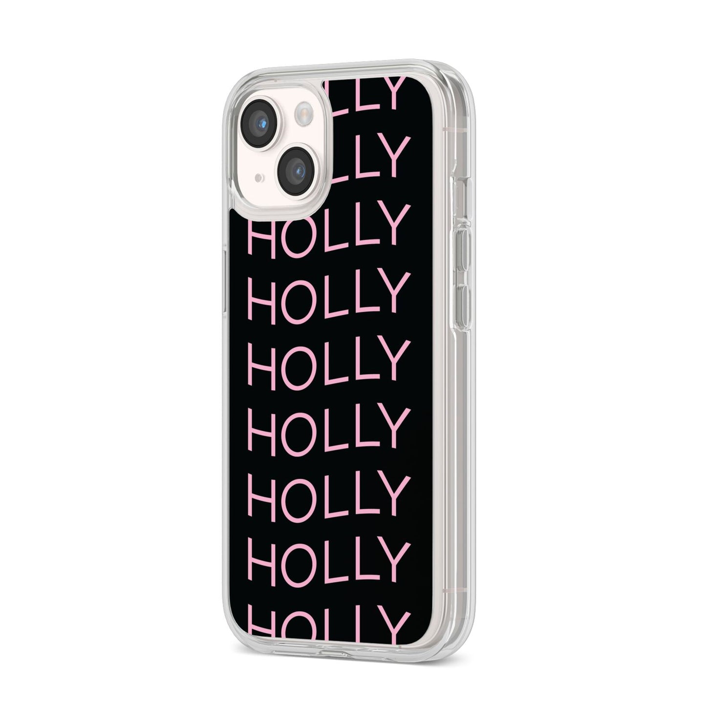 Wavy Name iPhone 14 Clear Tough Case Starlight Angled Image