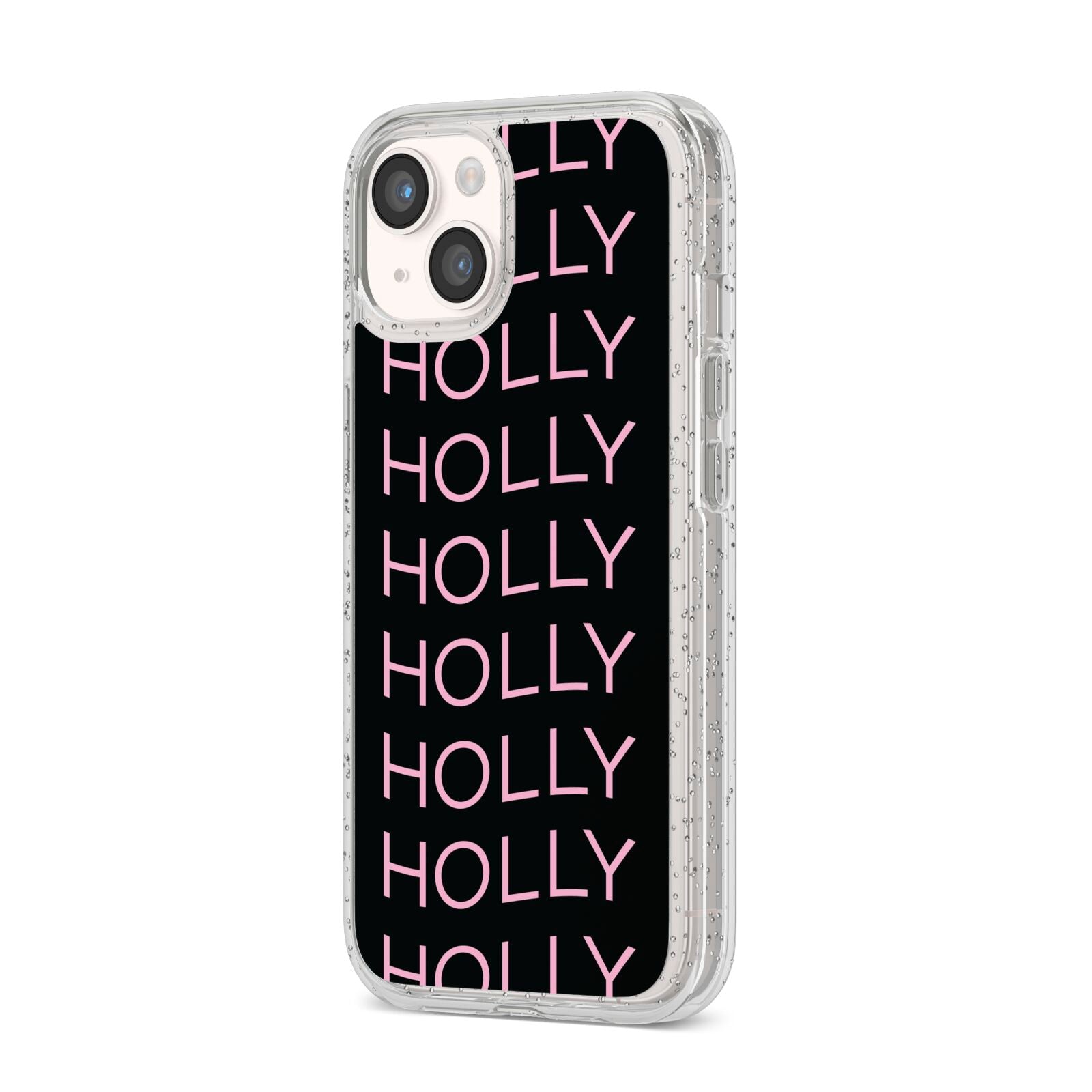 Wavy Name iPhone 14 Glitter Tough Case Starlight Angled Image