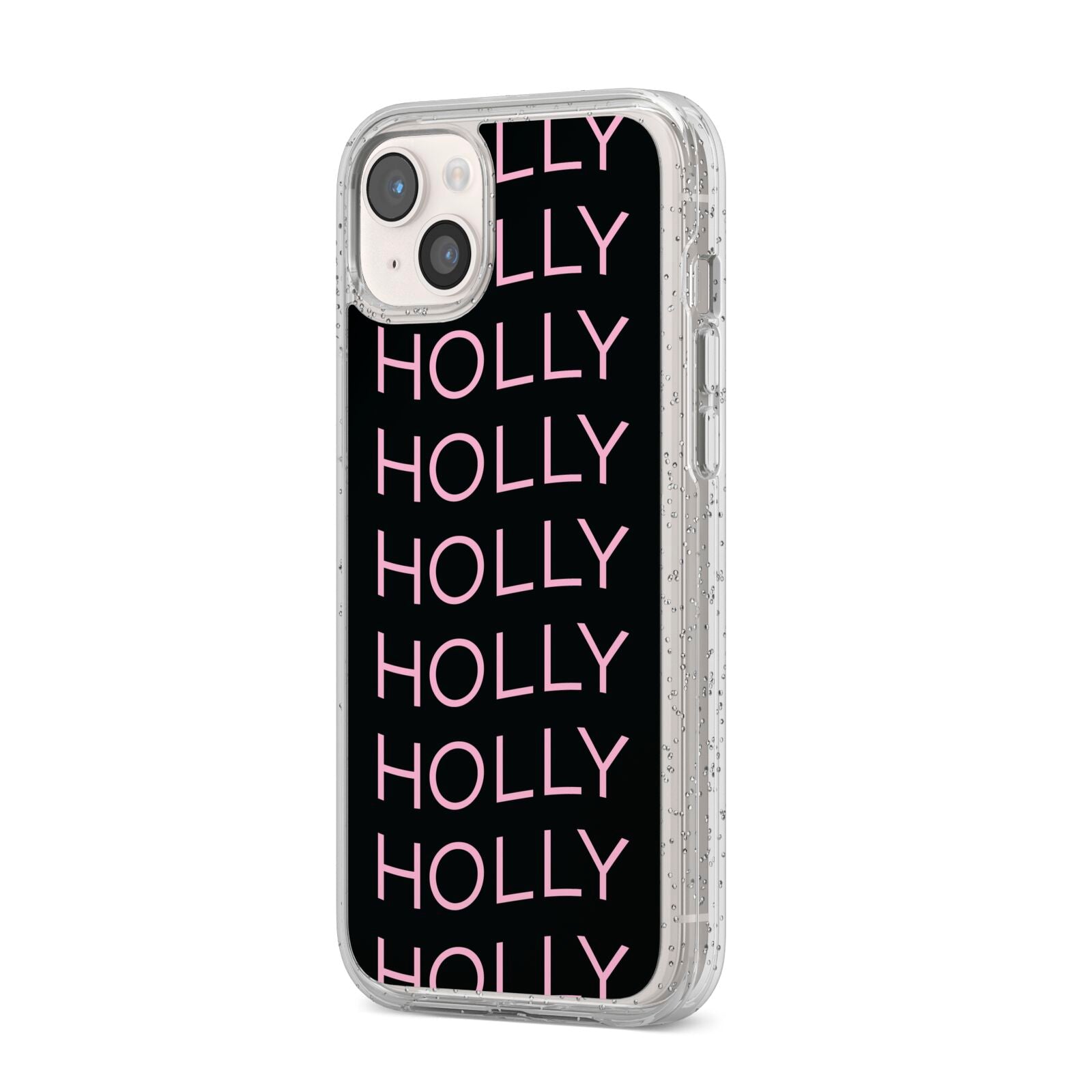 Wavy Name iPhone 14 Plus Glitter Tough Case Starlight Angled Image