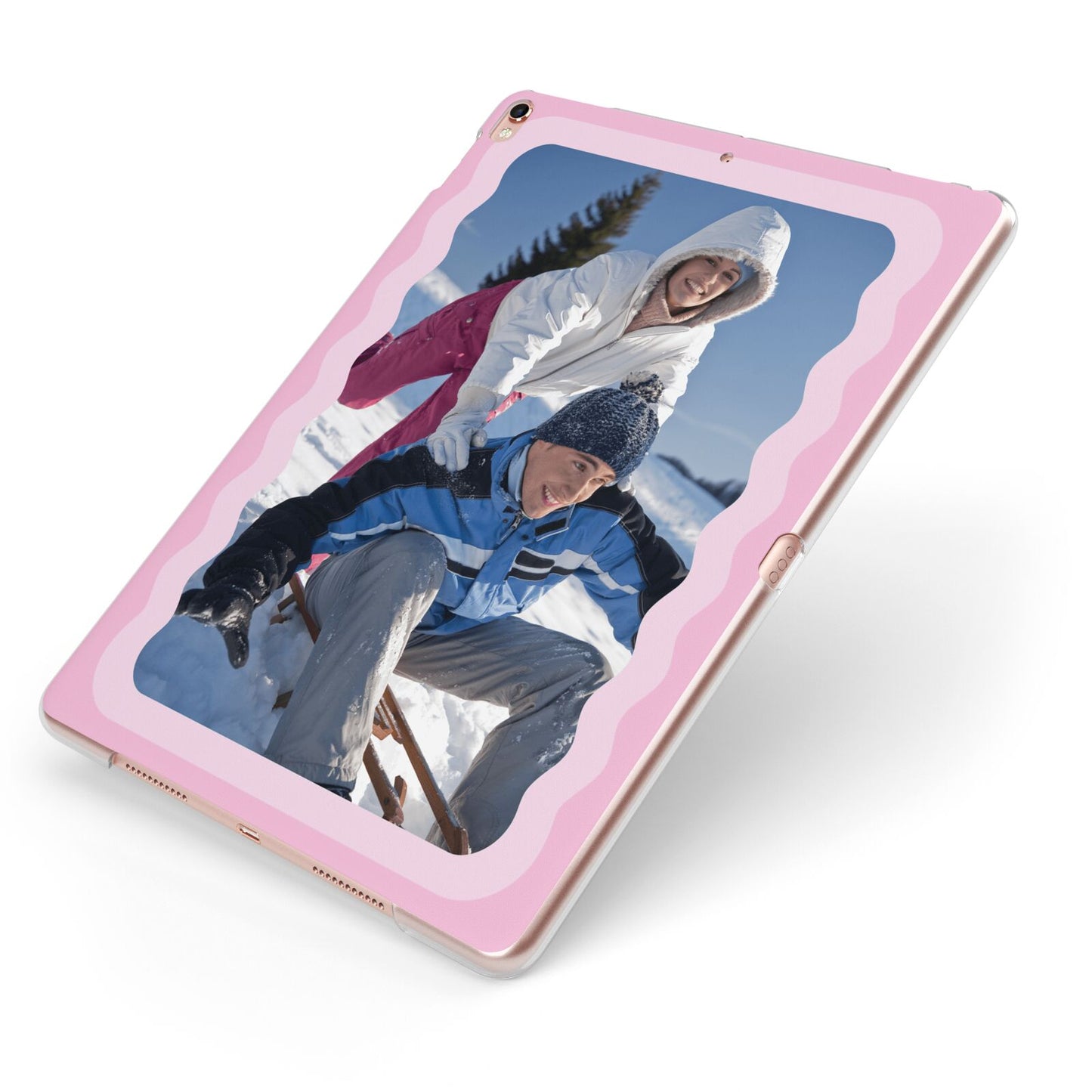 Wavy Photo Border Apple iPad Case on Rose Gold iPad Side View