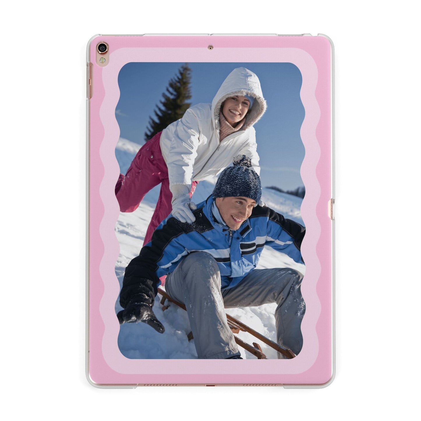 Wavy Photo Border Apple iPad Rose Gold Case